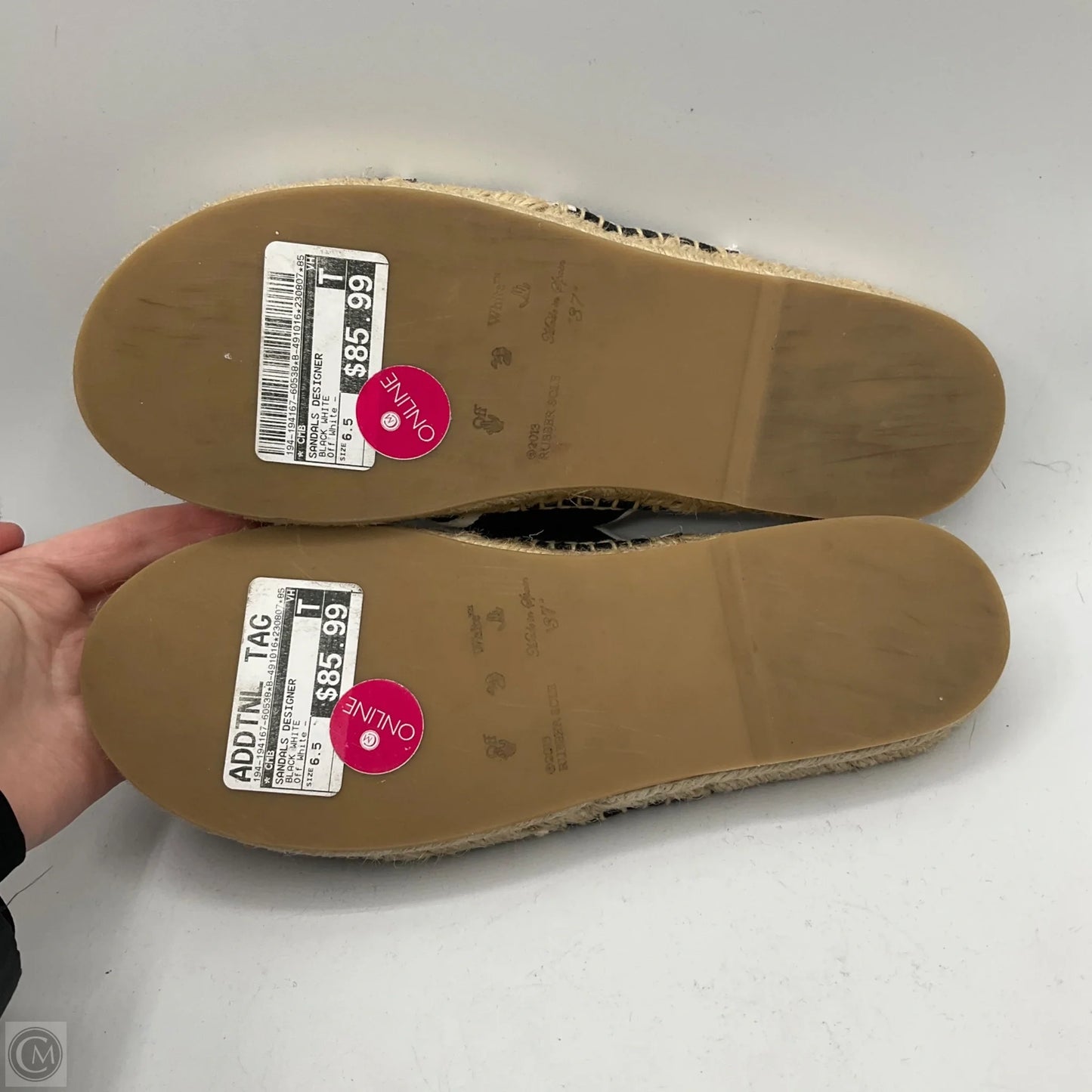 Sandals Designer By Off-White In Black White, Size: 6.5
