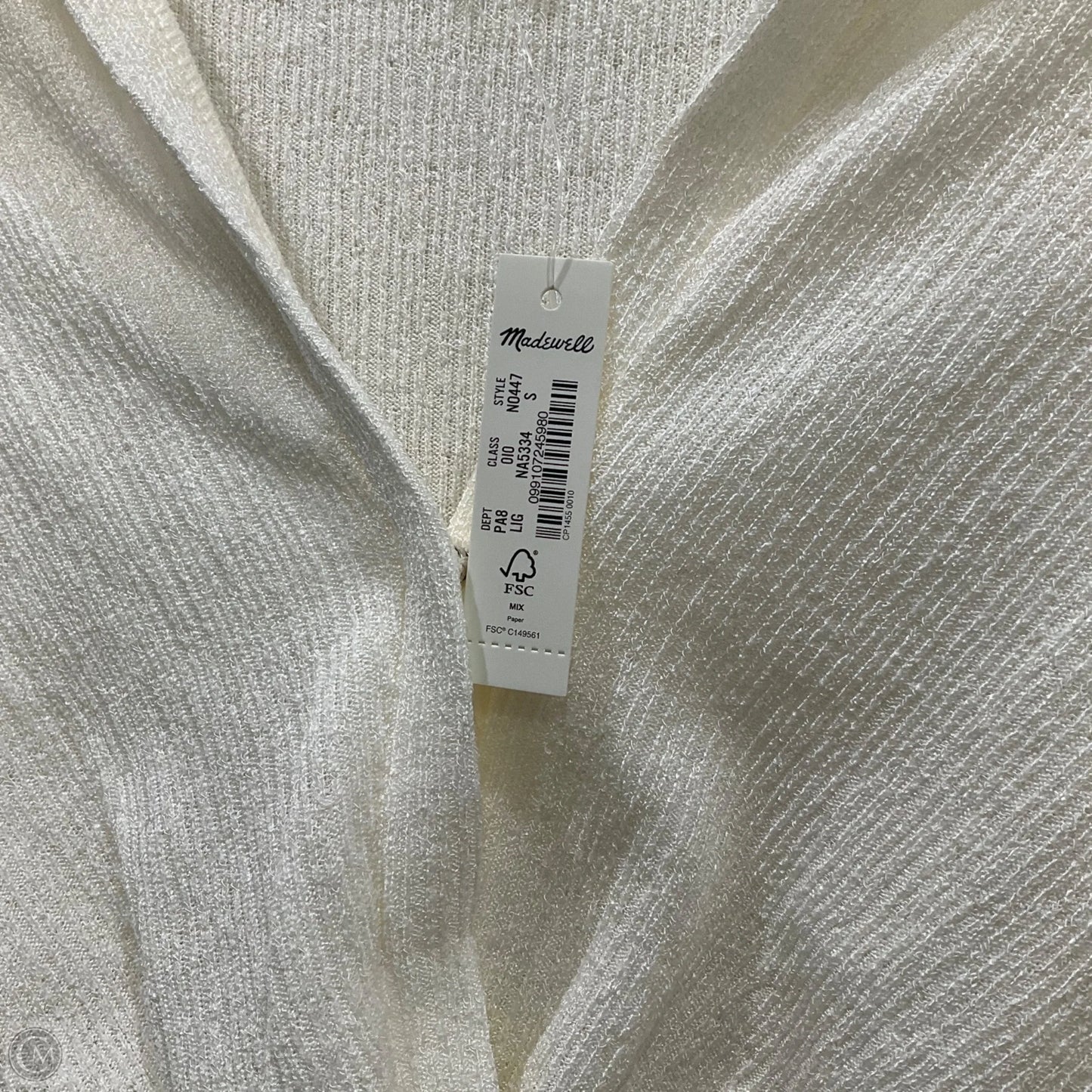 Top Long Sleeve By Madewell In Cream, Size: S