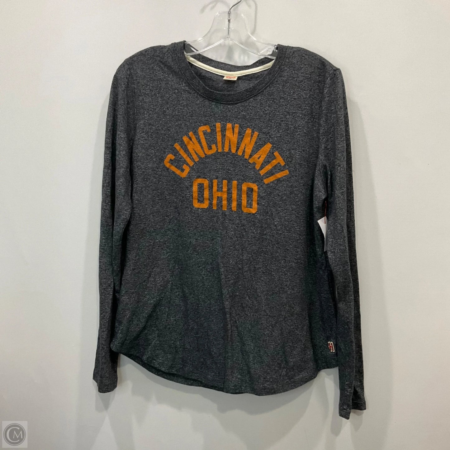Top Long Sleeve Basic By Homage In Grey & Orange, Size: L