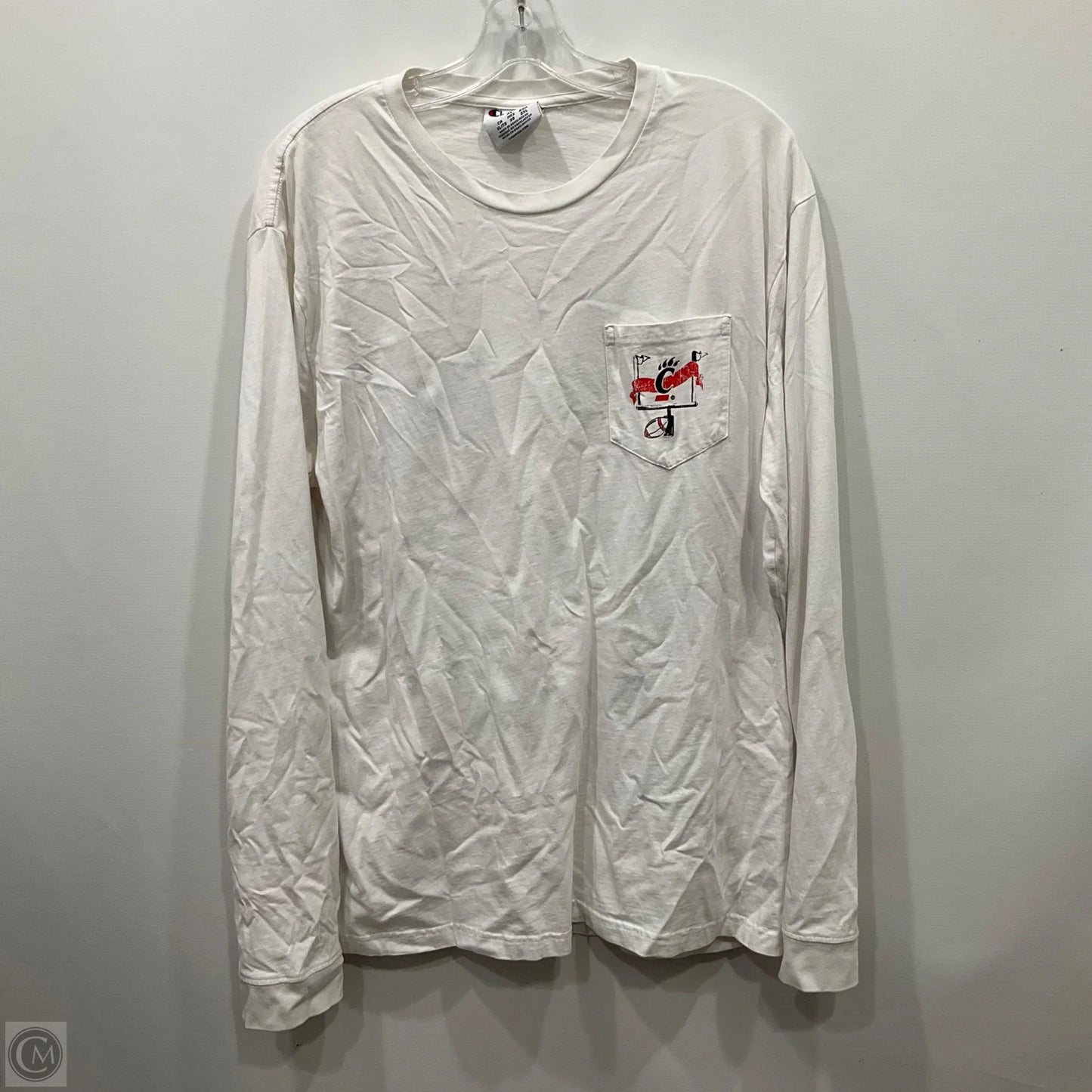 Top Long Sleeve By Champion In White, Size: Xl