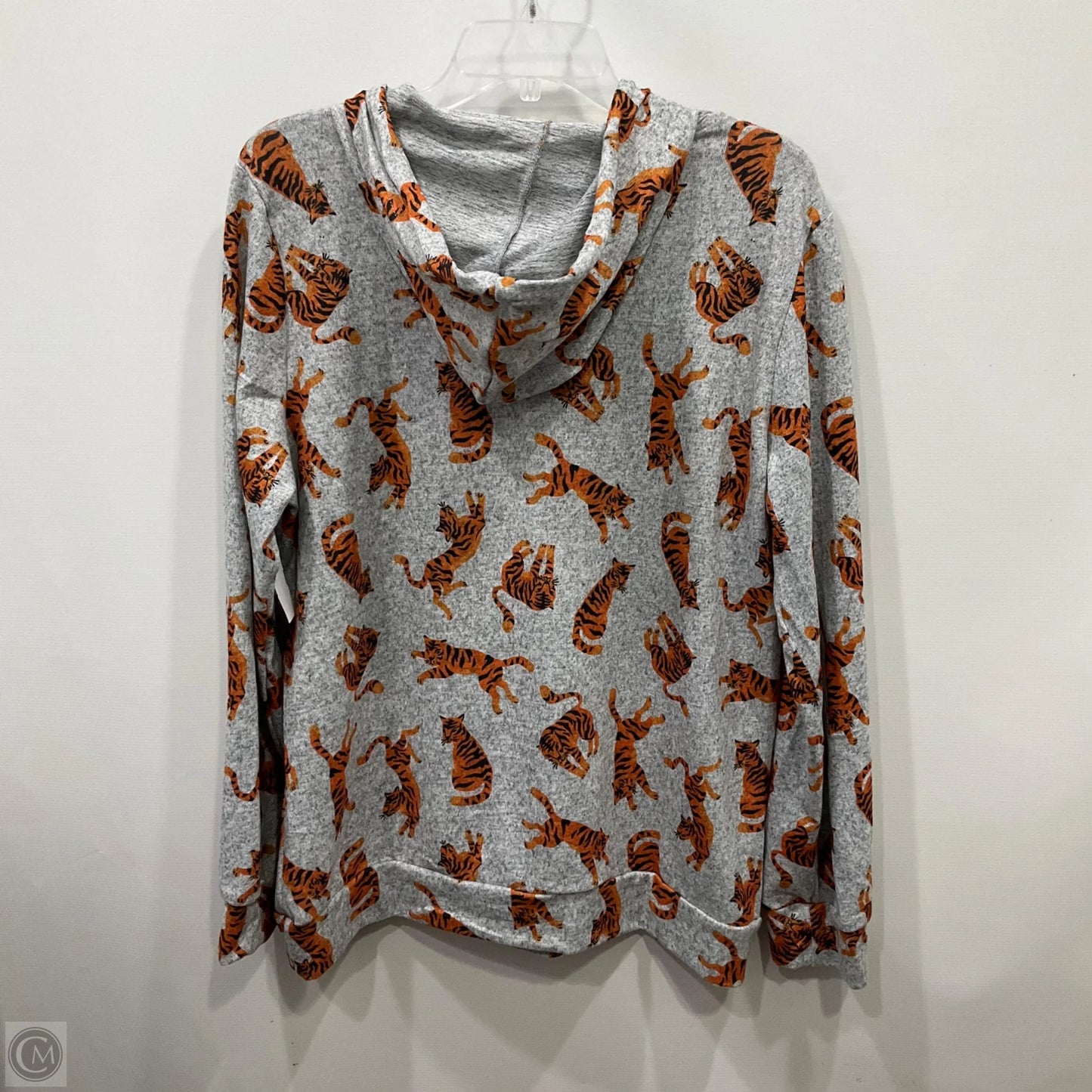 Sweatshirt Hoodie By Cme In Grey & Orange, Size: Xl