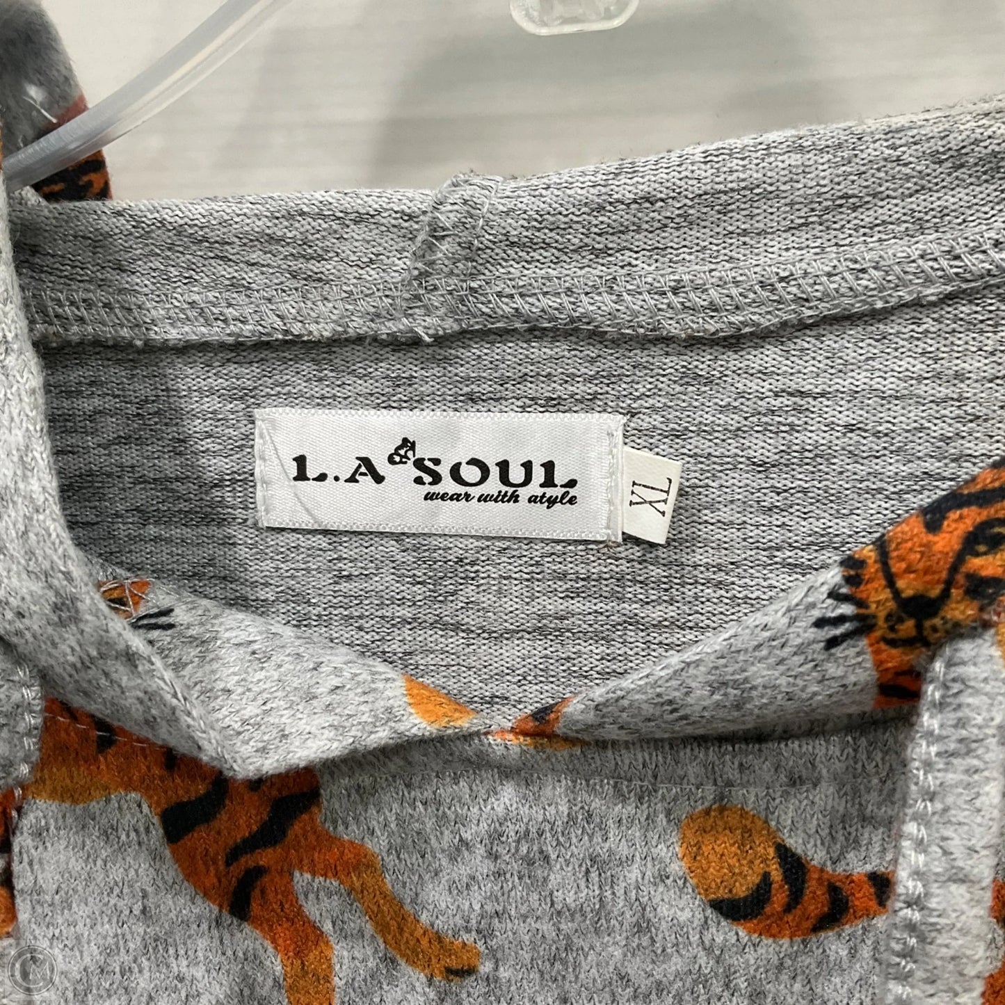 Sweatshirt Hoodie By Cme In Grey & Orange, Size: Xl