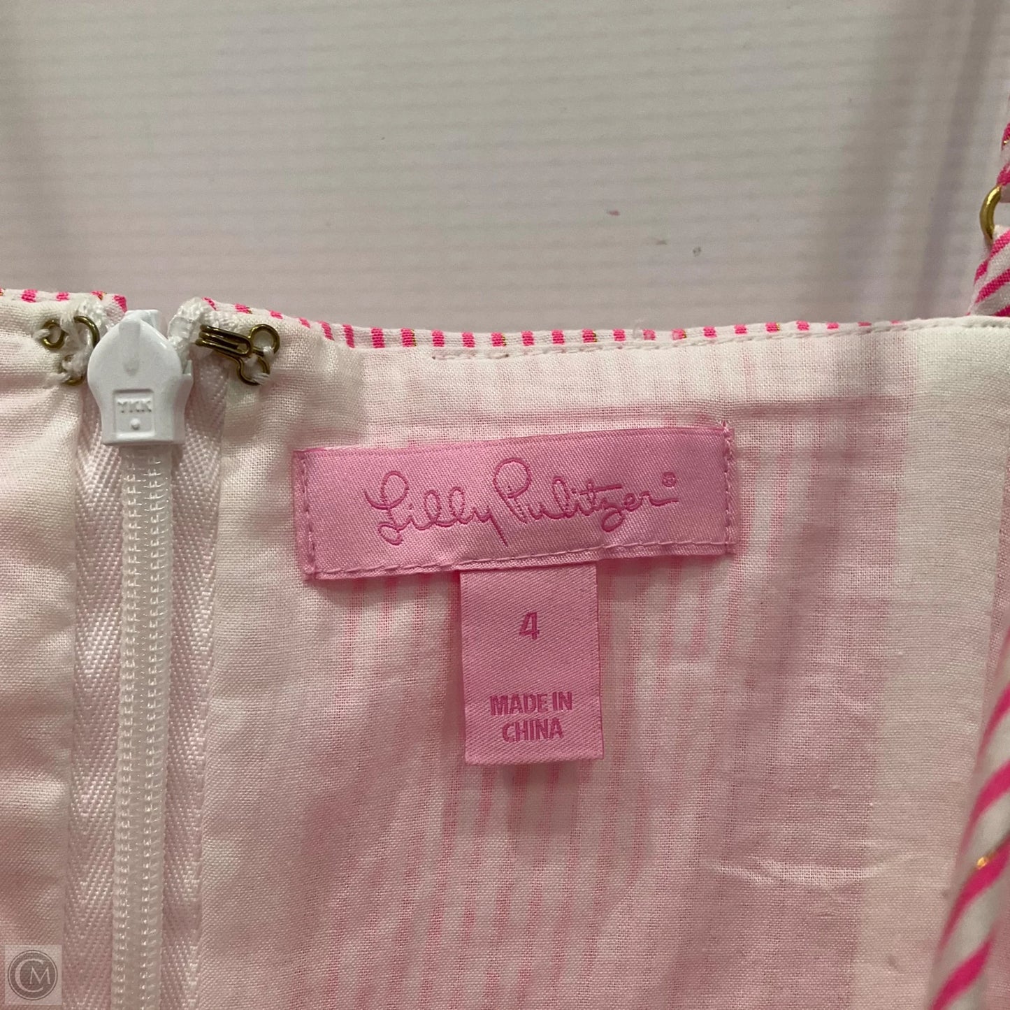 Dress Designer By Lilly Pulitzer In Pink & White, Size: 4