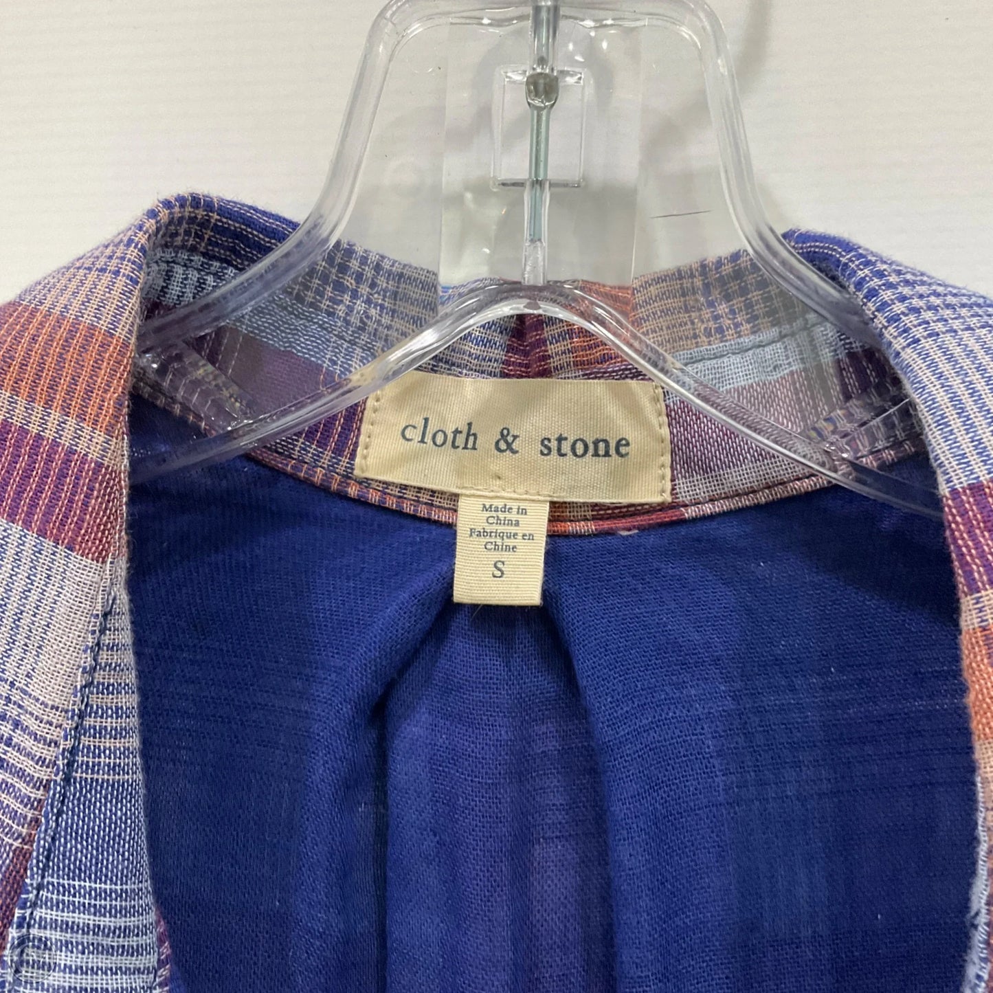 Top Long Sleeve By Cloth & Stone In Plaid Pattern, Size: S