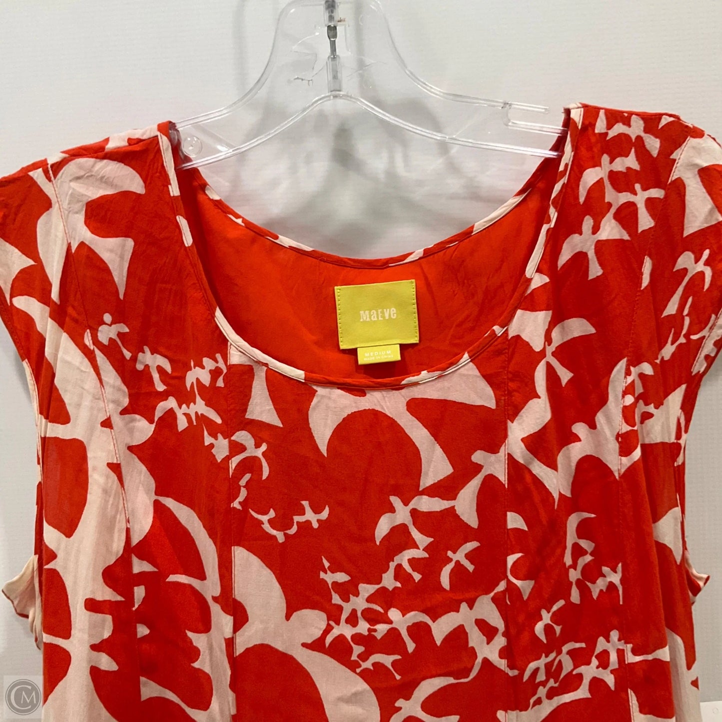 Dress Casual Midi By Maeve In Orange & White, Size: M