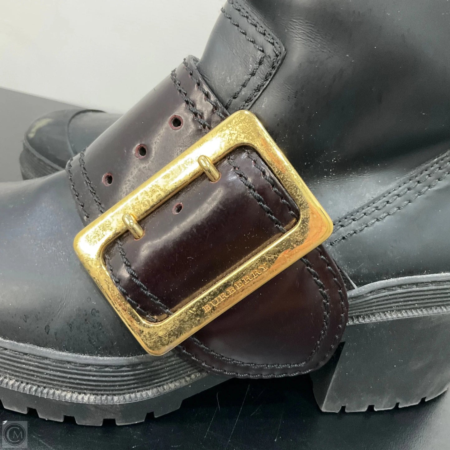 Boots Luxury Designer By Burberry In Black, Size: 7.5