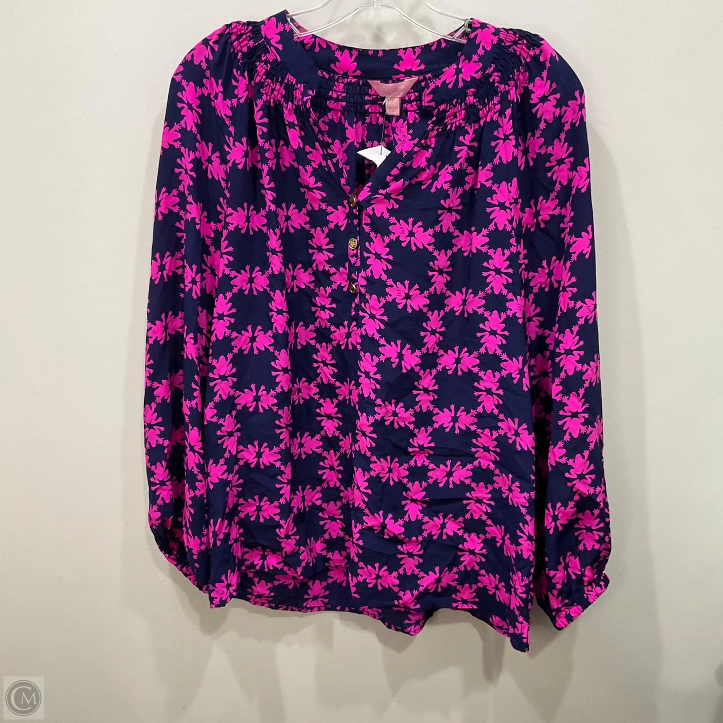 Blouse Long Sleeve By Lilly Pulitzer In Navy, Size: S
