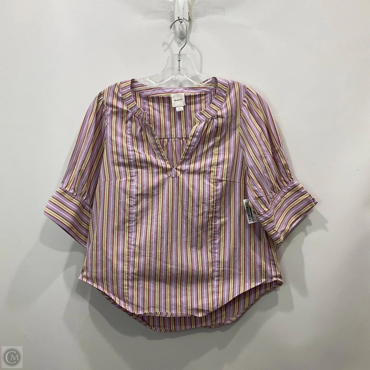 Top Short Sleeve By Maeve In Striped Pattern, Size: M