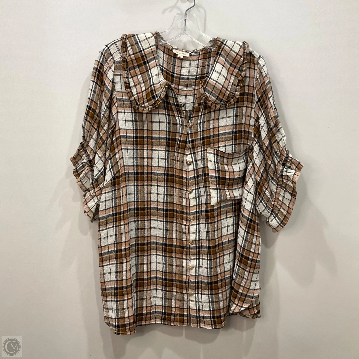 Top Short Sleeve By Pilcro In Plaid Pattern, Size: 2x
