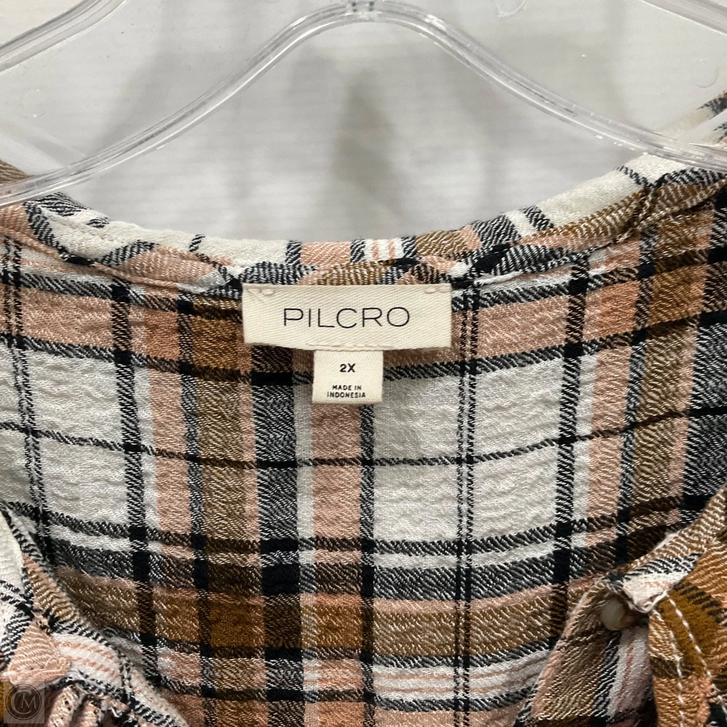 Top Short Sleeve By Pilcro In Plaid Pattern, Size: 2x