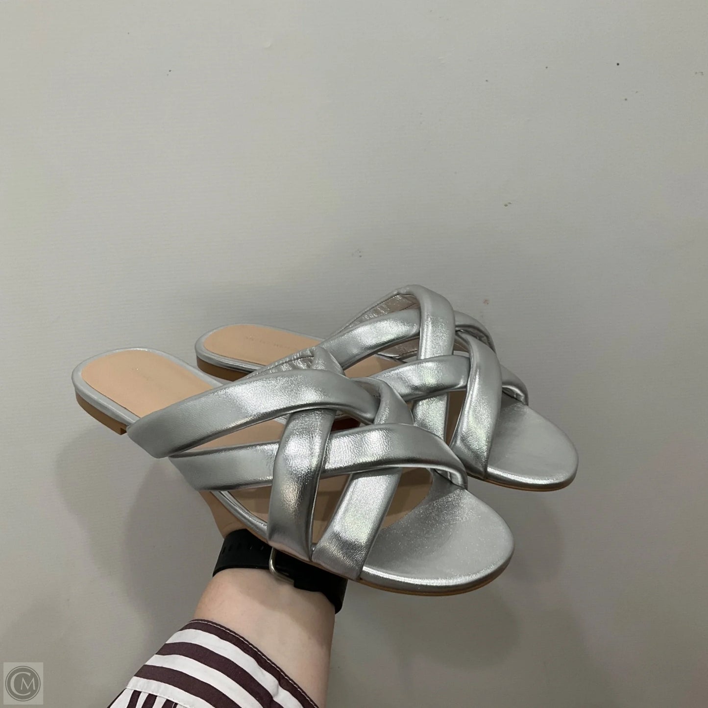 Sandals Designer By Stuart Weitzman In Silver, Size: 8.5