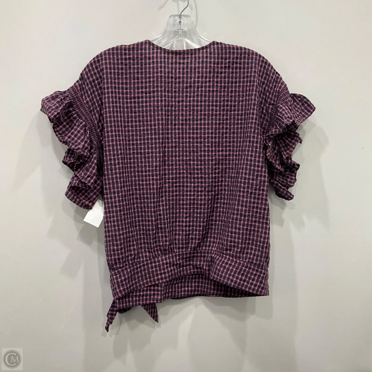 Top Short Sleeve By Madewell In Plaid Pattern, Size: Xl