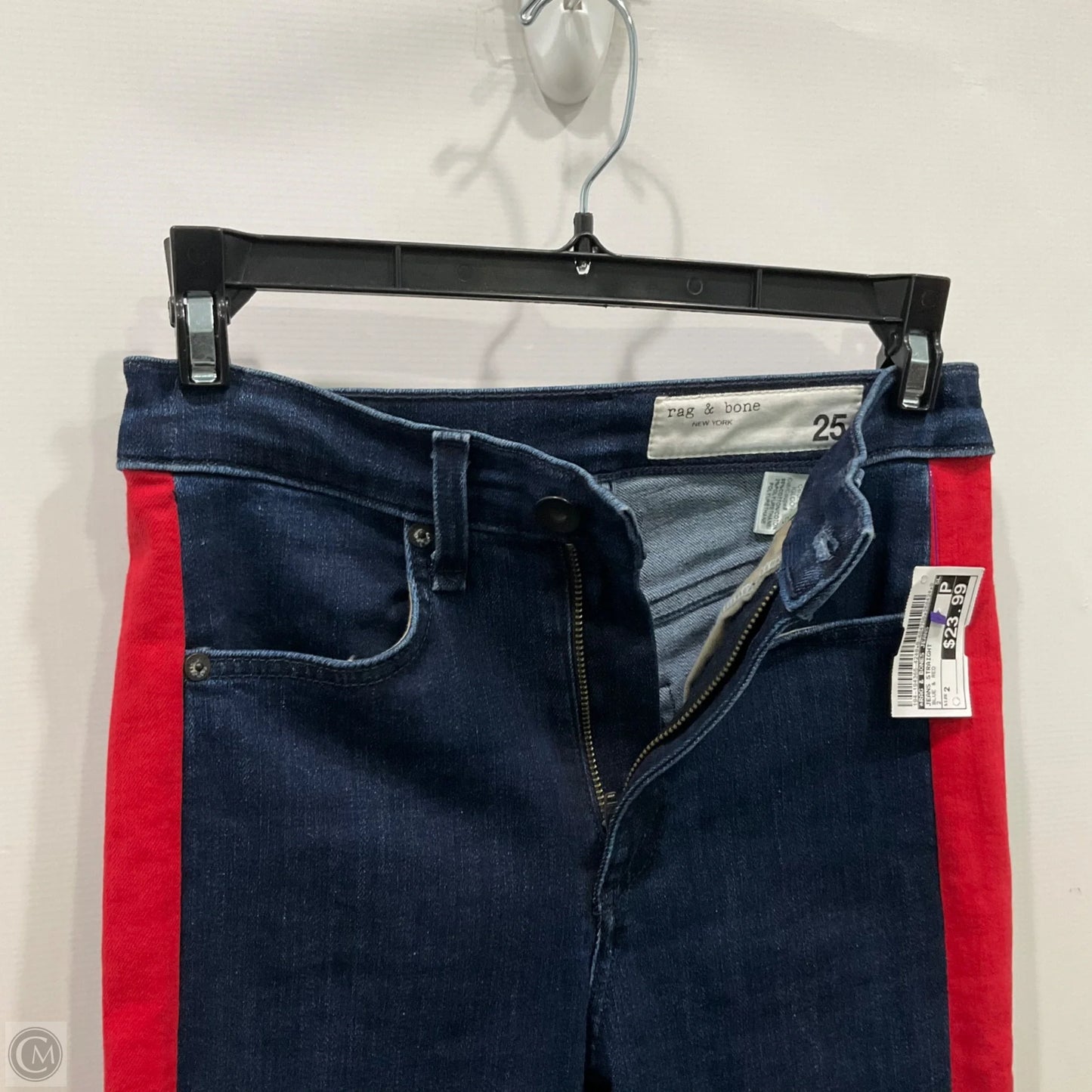 Jeans Straight By Rag & Bones Jeans In Blue & Red, Size: 2