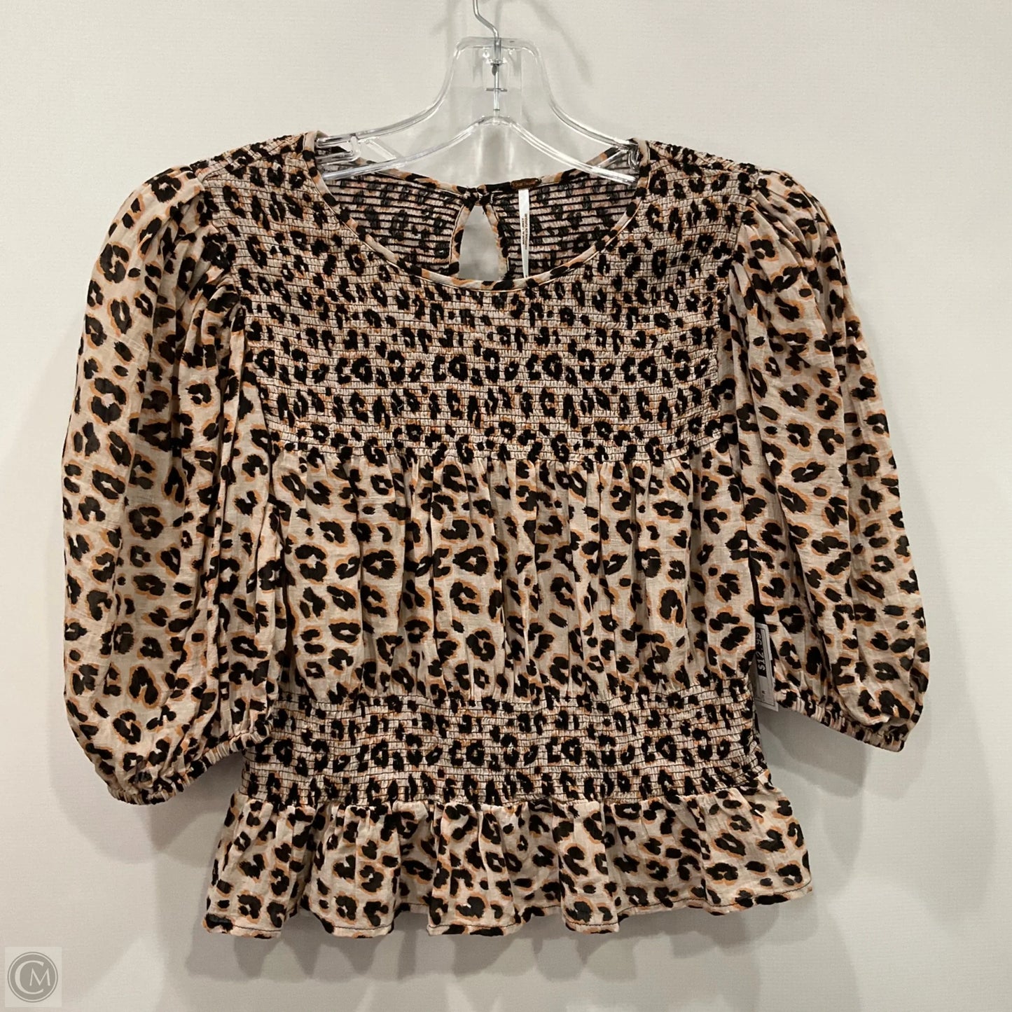 Top Short Sleeve By Free People In Animal Print, Size: M