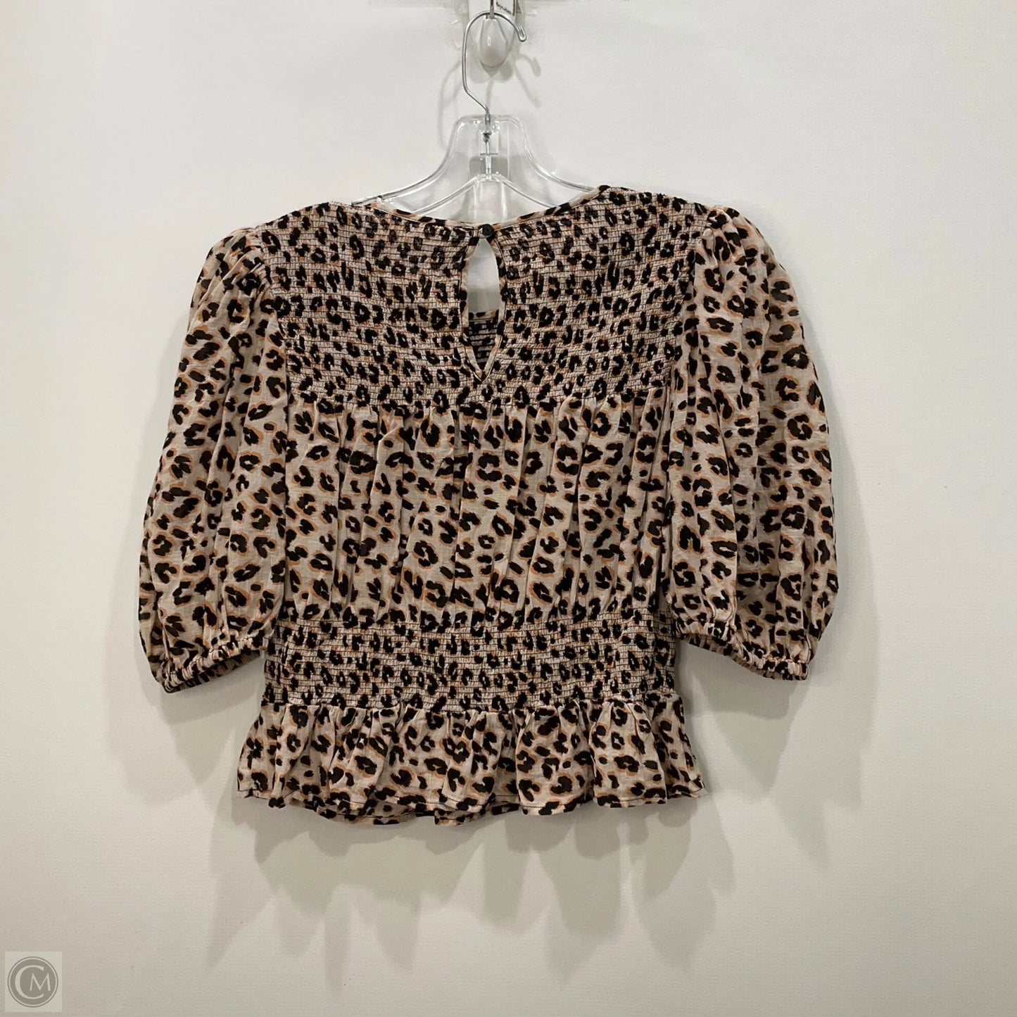 Top Short Sleeve By Free People In Animal Print, Size: M