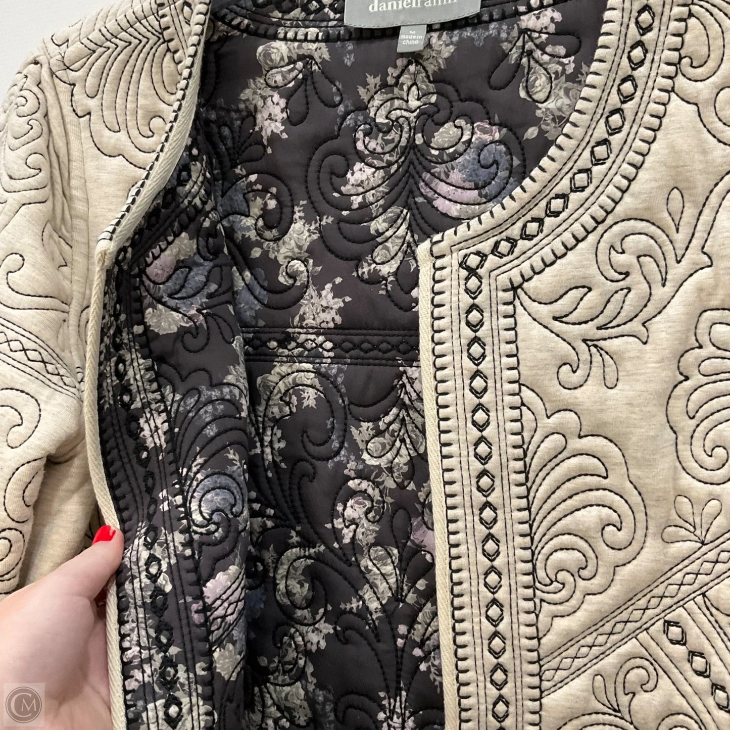 Cardigan By Daniel Rainn In Black & Cream, Size: M