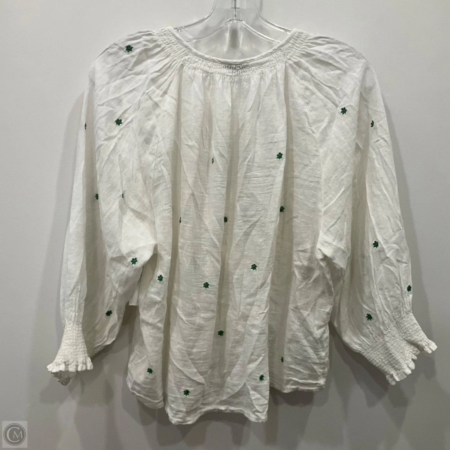 Top Long Sleeve By Rails In White & Yellow, Size: M