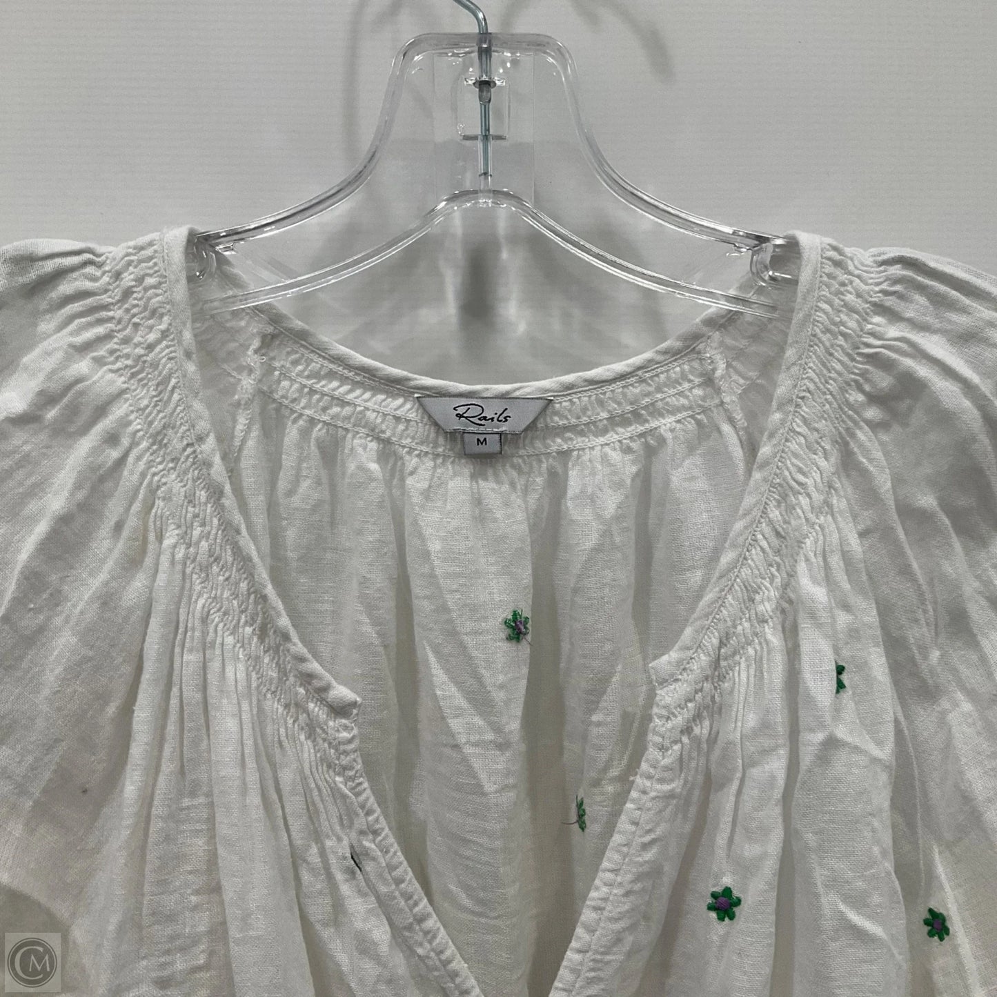 Top Long Sleeve By Rails In White & Yellow, Size: M