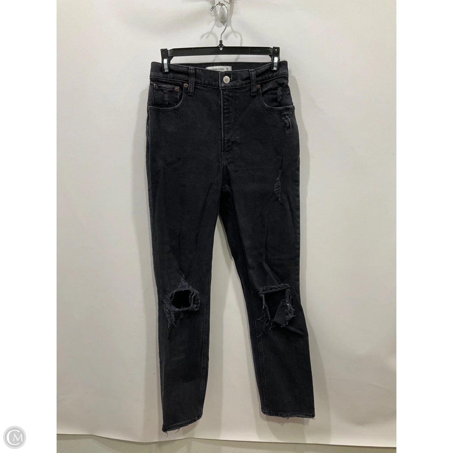 Jeans Straight By Abercrombie And Fitch In Black Denim, Size: 0