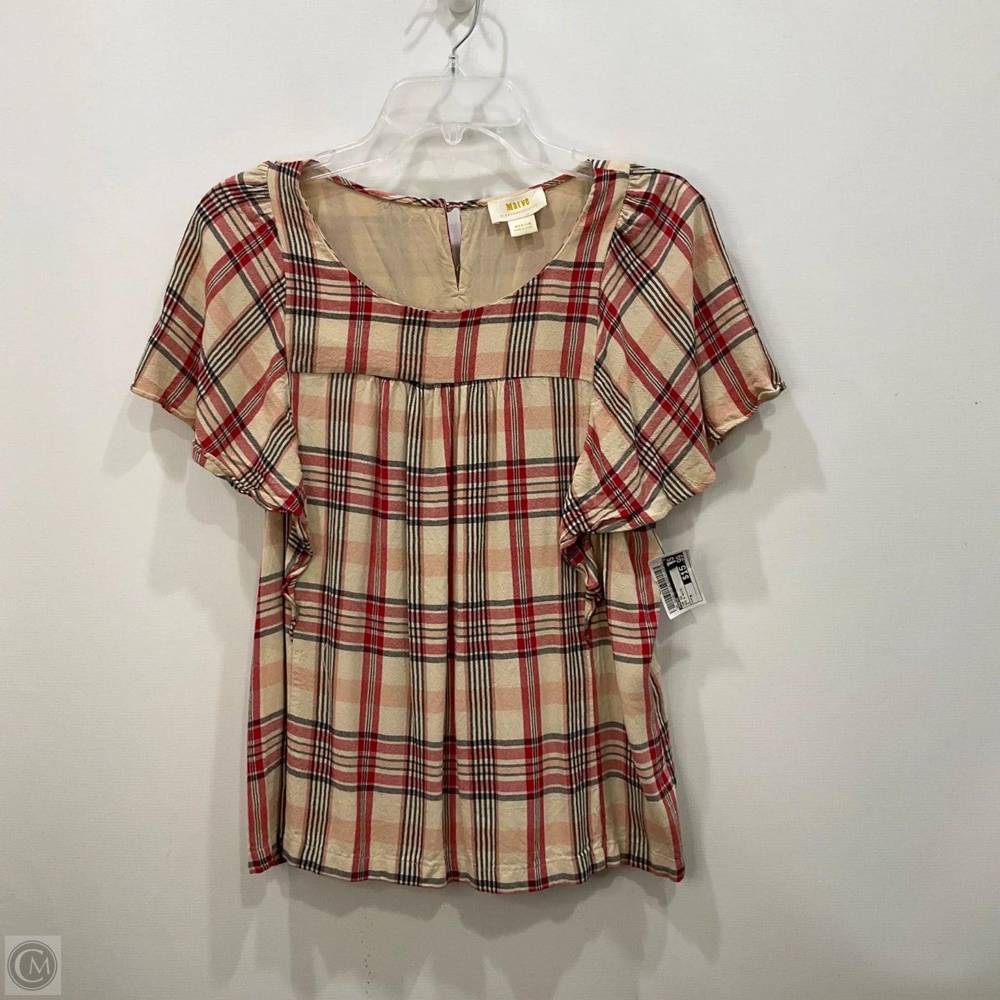 Top Short Sleeve By Maeve In Red & White, Size: M