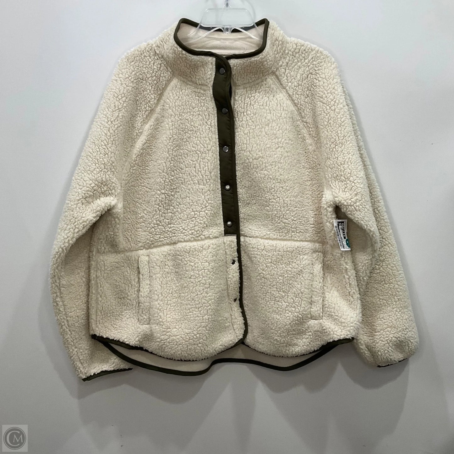 Jacket Fleece By Clothes Mentor In Cream & Green, Size: M