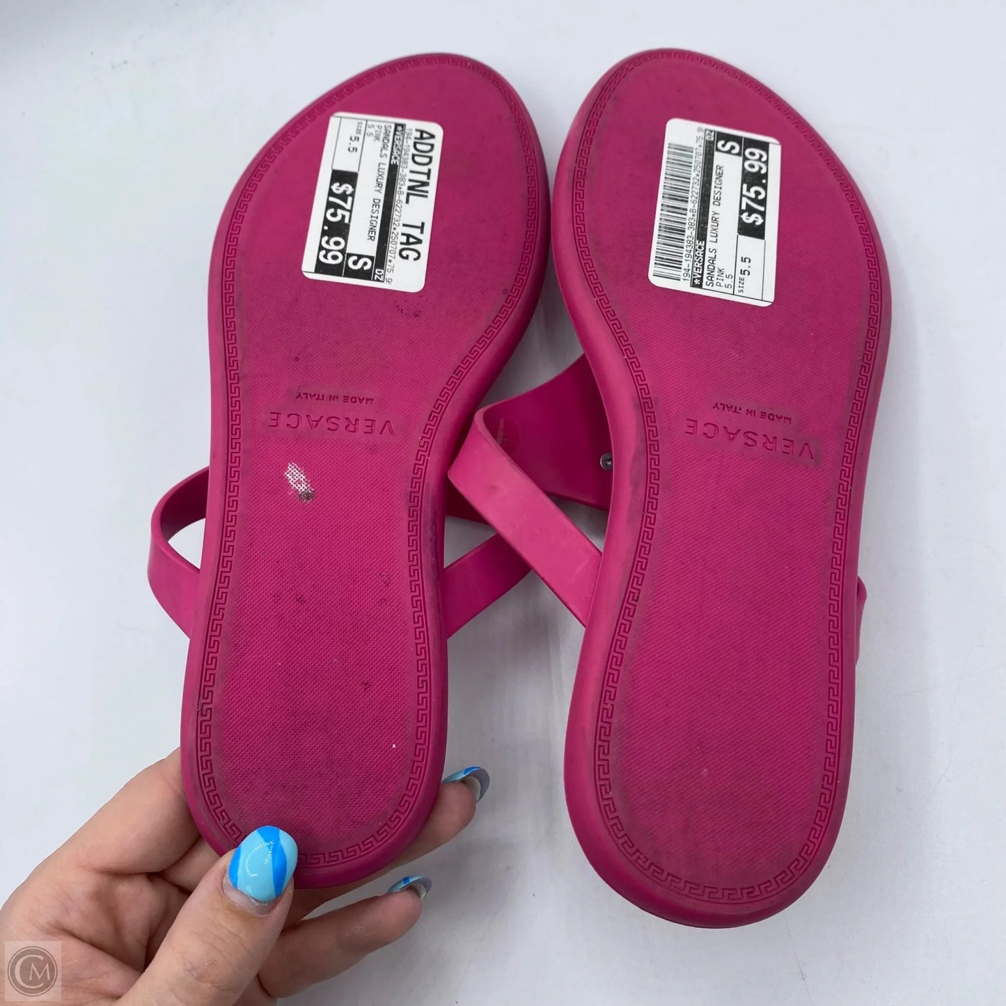 Sandals Luxury Designer By Versace In Pink, Size: 5.5