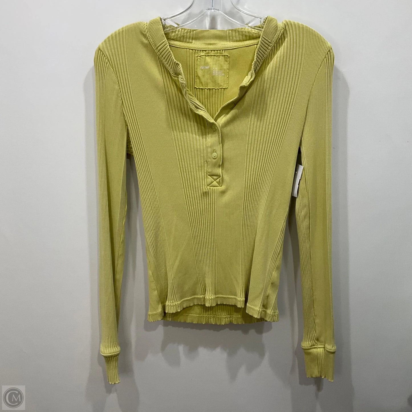 Top Long Sleeve By Aerie In Yellow, Size: M