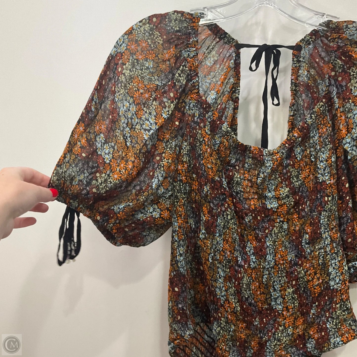 Top Short Sleeve By Free People In Floral Print, Size: M