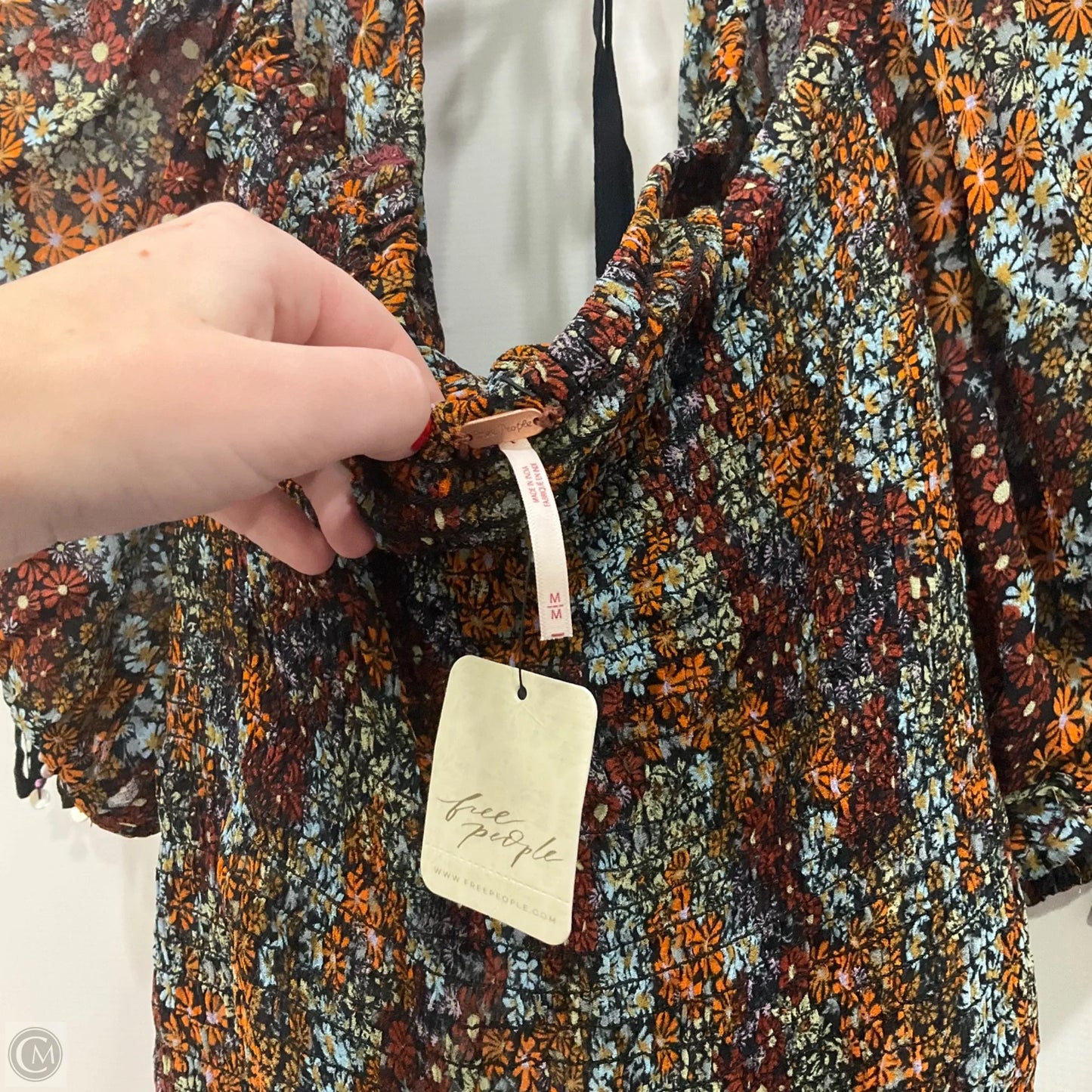 Top Short Sleeve By Free People In Floral Print, Size: M