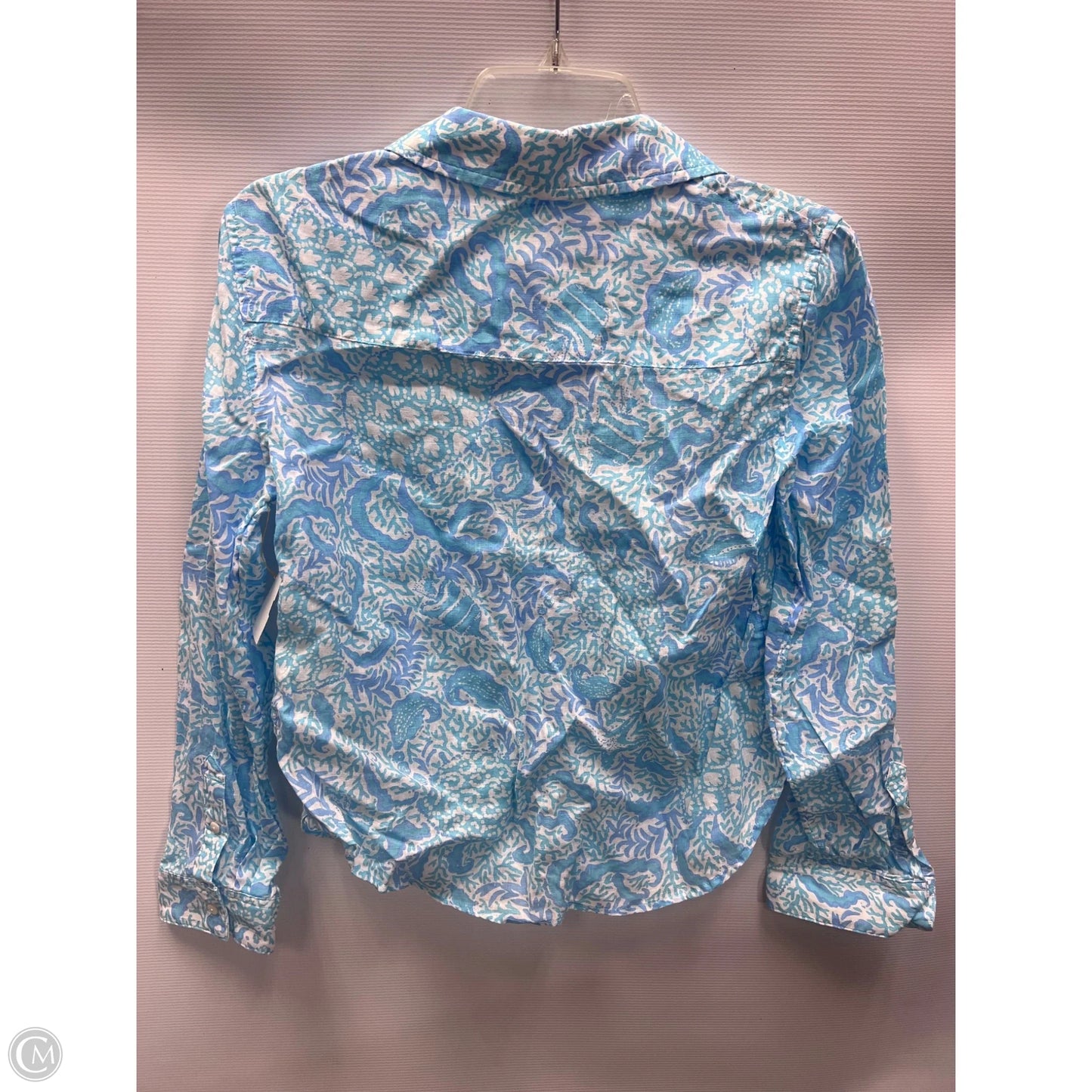 Top Long Sleeve Designer By Lilly Pulitzer In Blue & White, Size: Xs