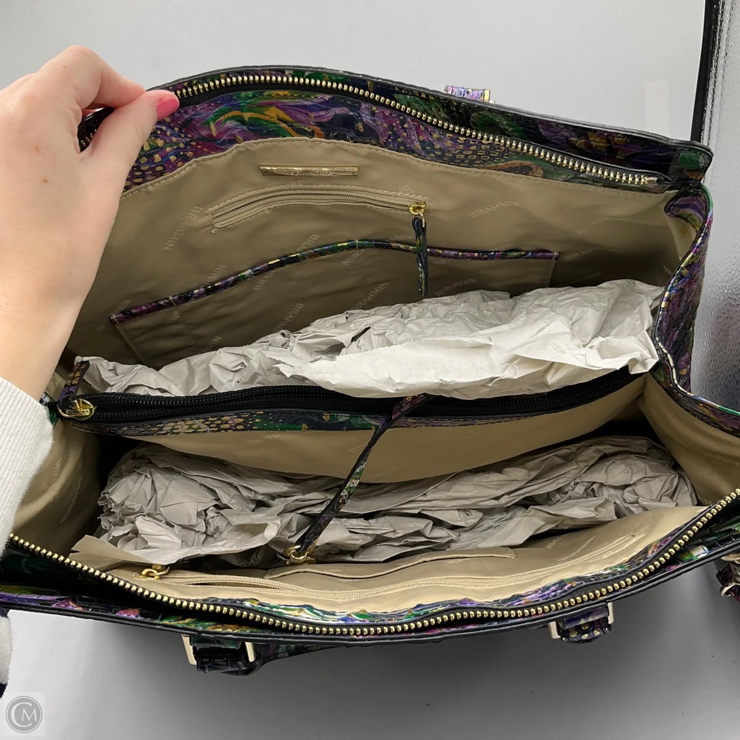 Handbag Designer By Brahmin, Size: Large