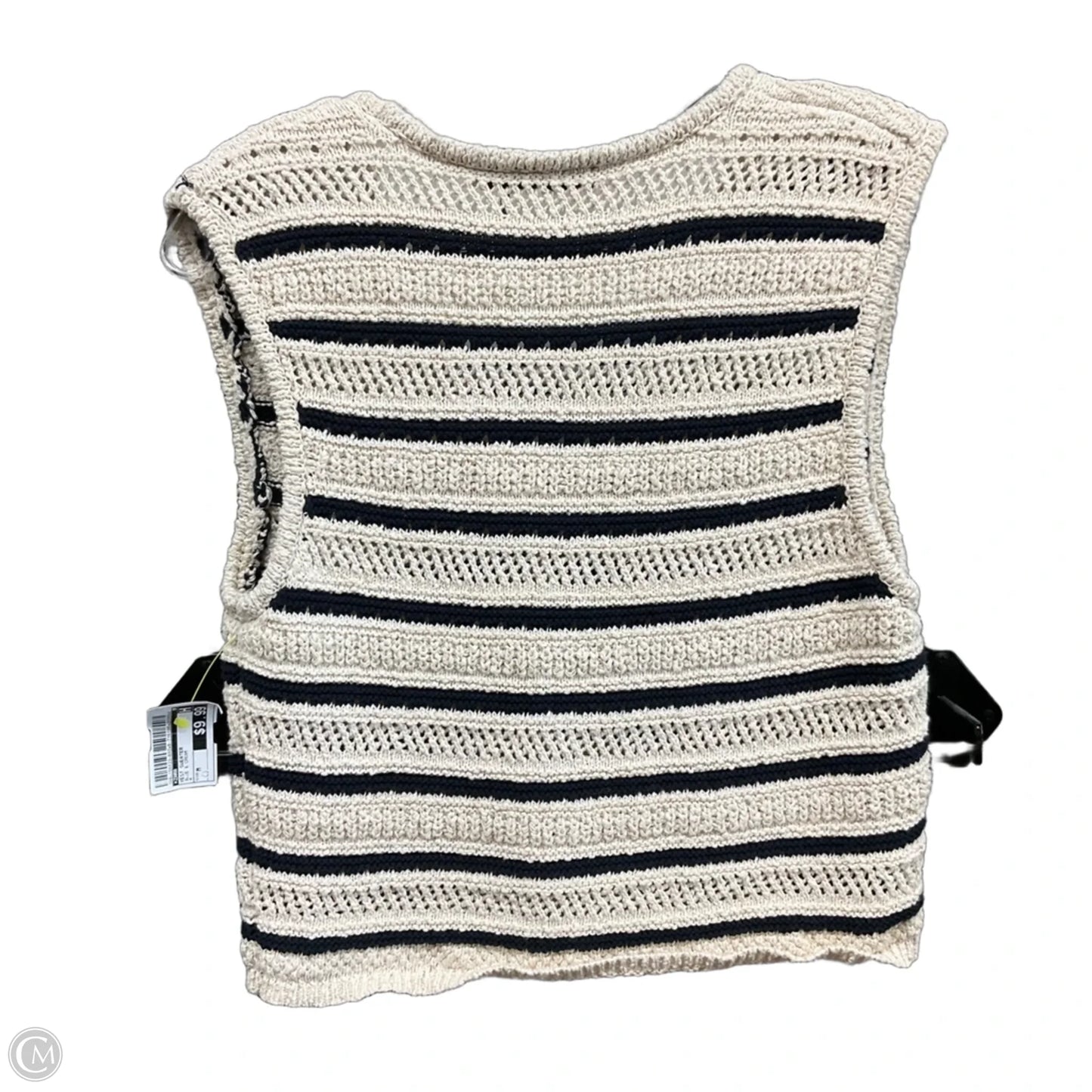 Vest Sweater By Zara In Blue & Cream, Size: M