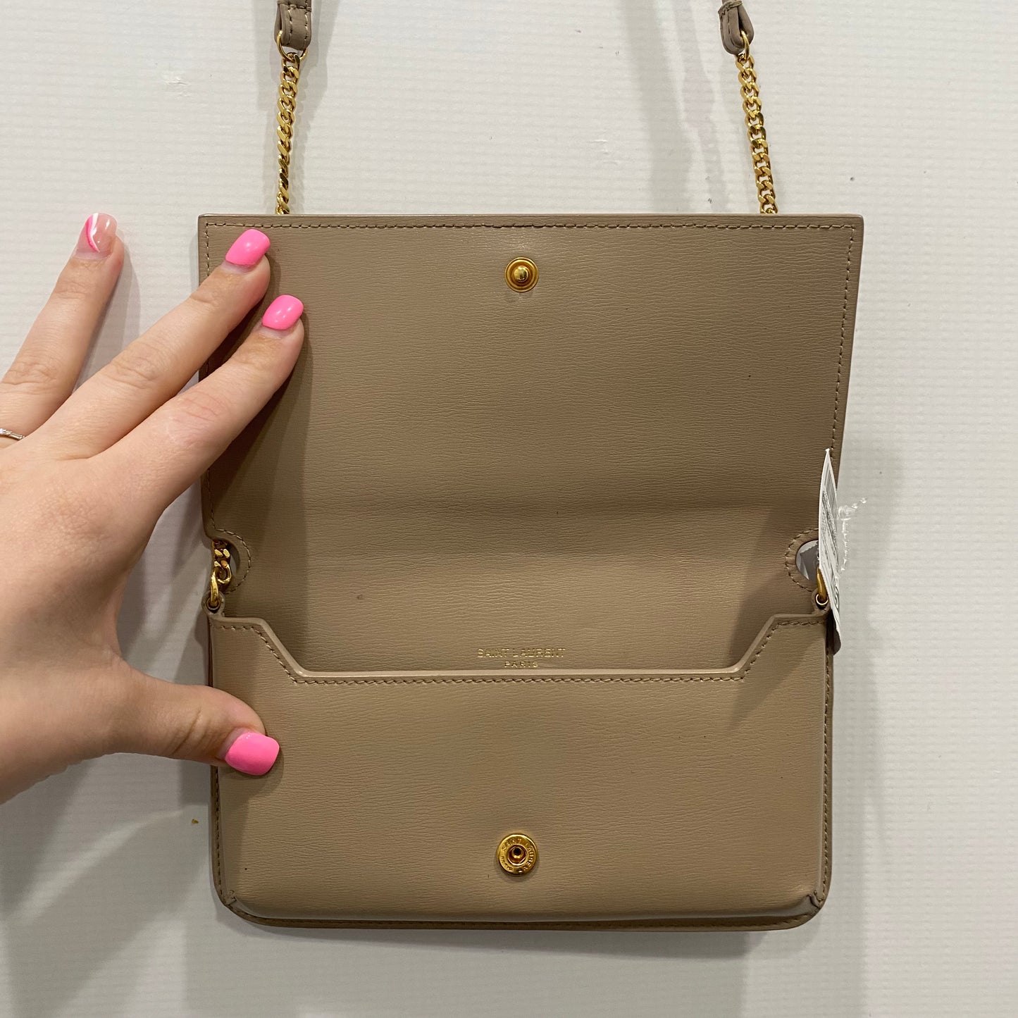 Crossbody Luxury Designer By Yves Saint Laurent In Beige, Size:Small