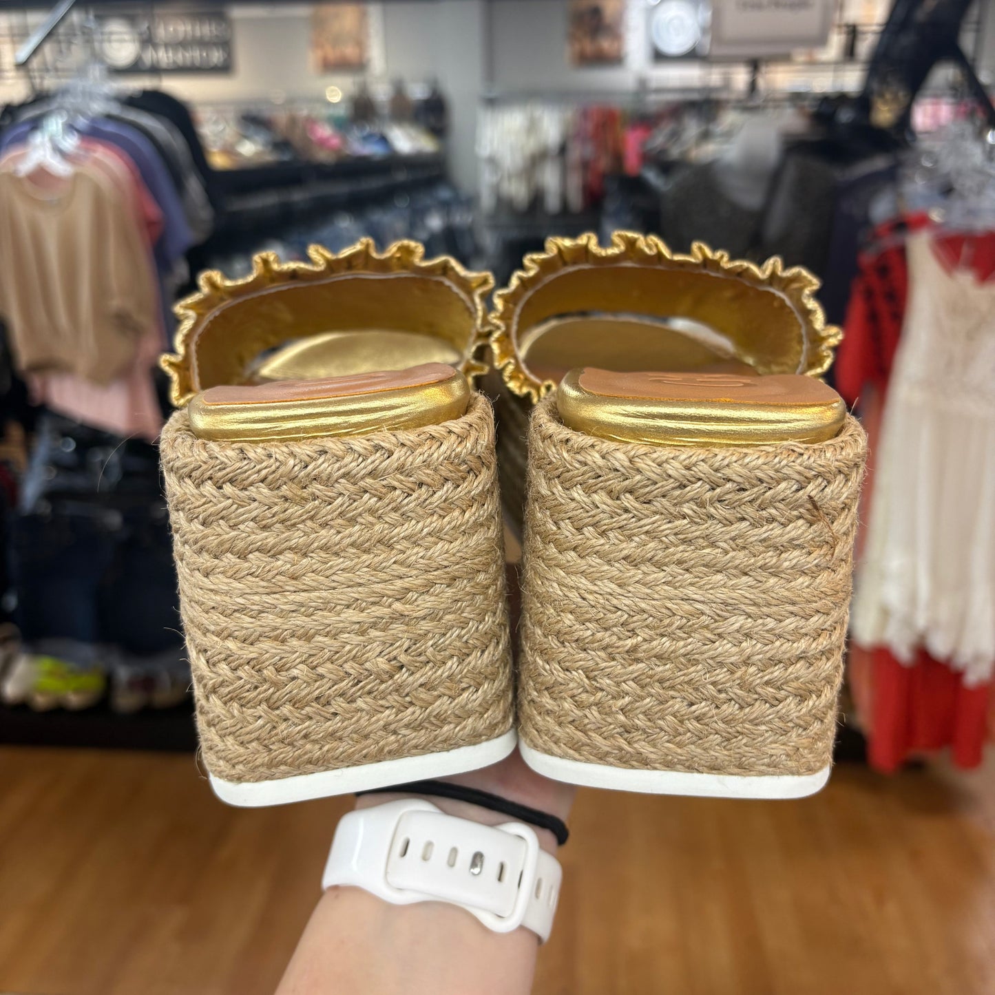 SANDALS HEELS PLATFORM by GANNI In GOLD, Size: 8.5