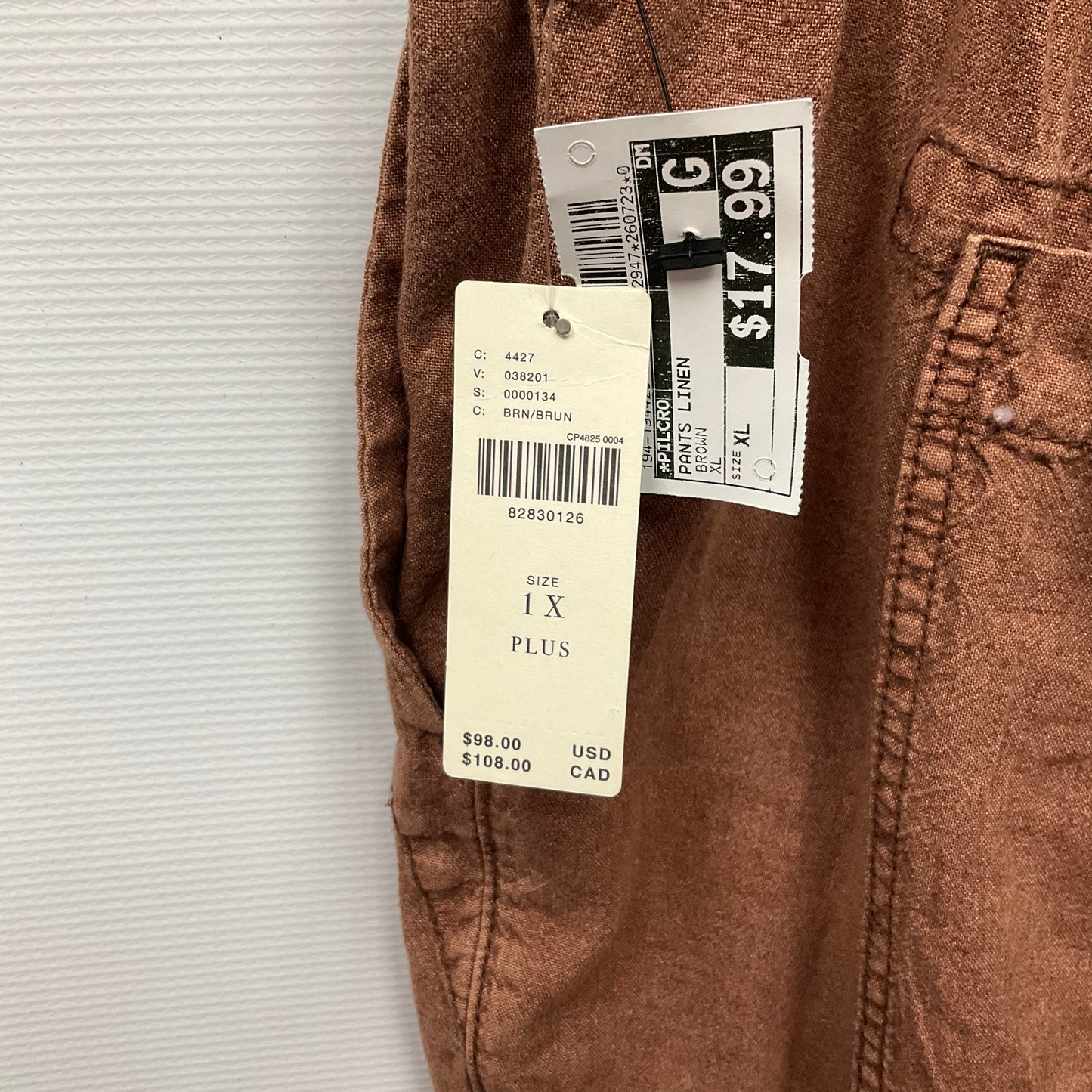 Pants Linen By Pilcro In Brown, Size: 1x