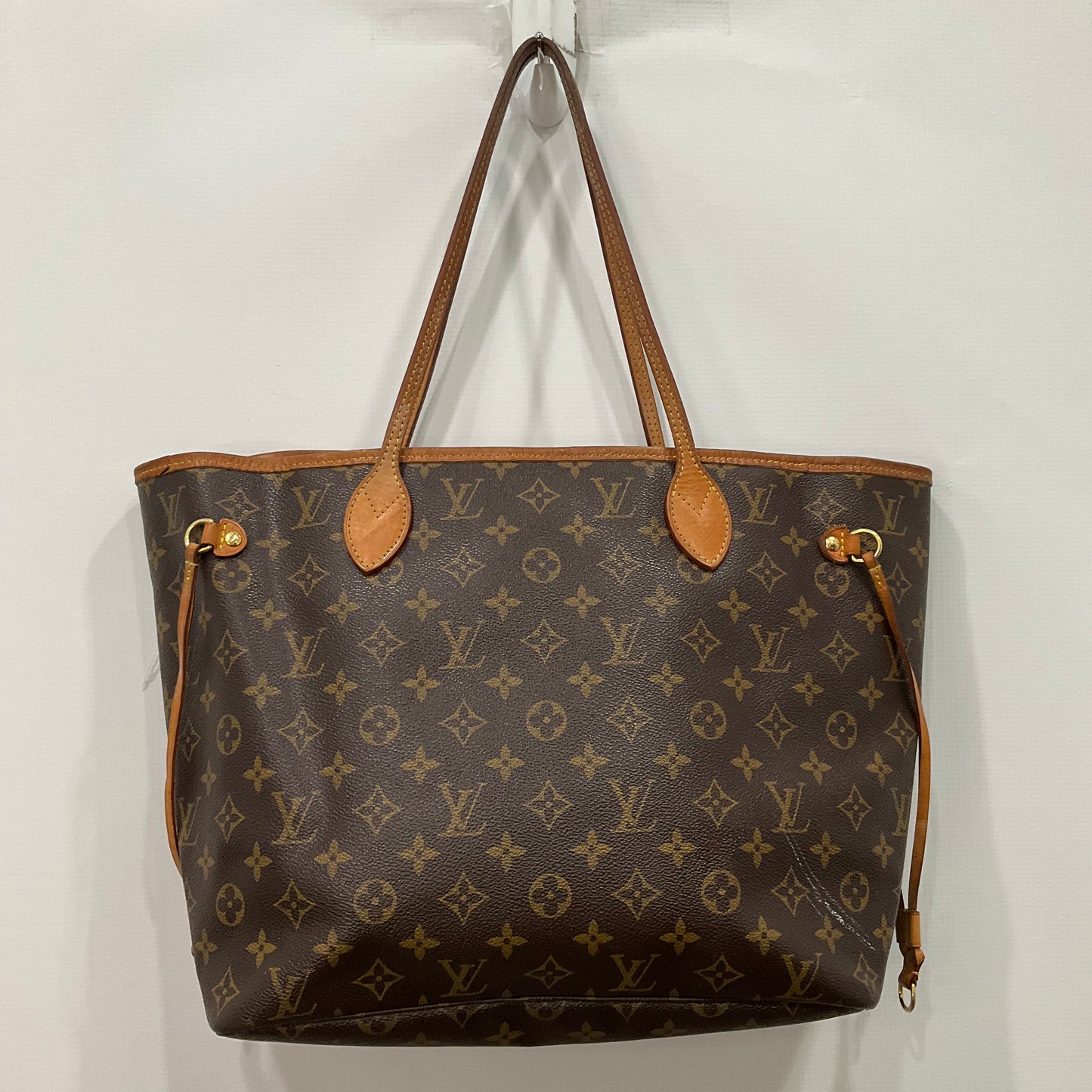 Neverfull Handbag Luxury Designer By Louis Vuitton In Brown, Size:Medium