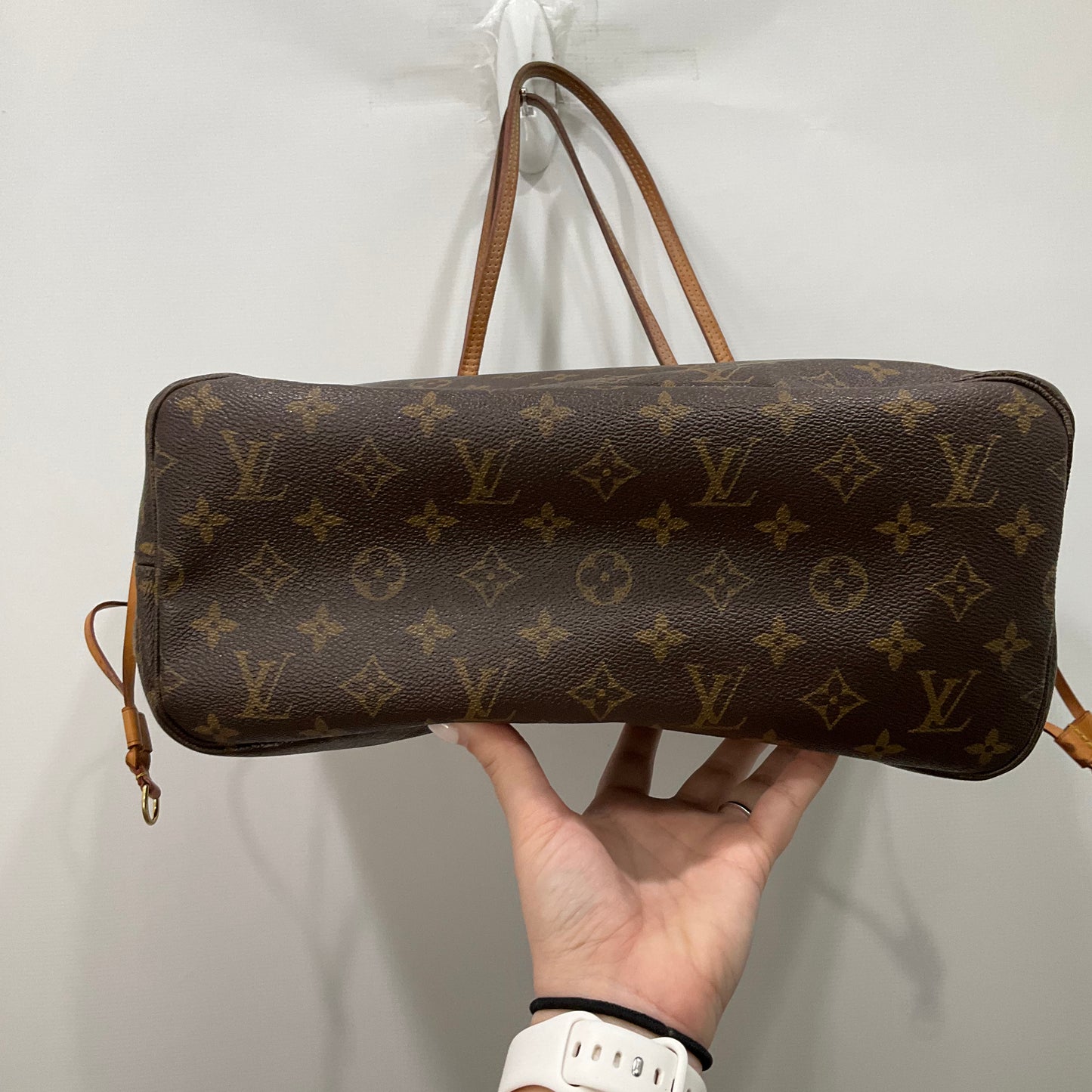 Neverfull Handbag Luxury Designer By Louis Vuitton In Brown, Size:Medium