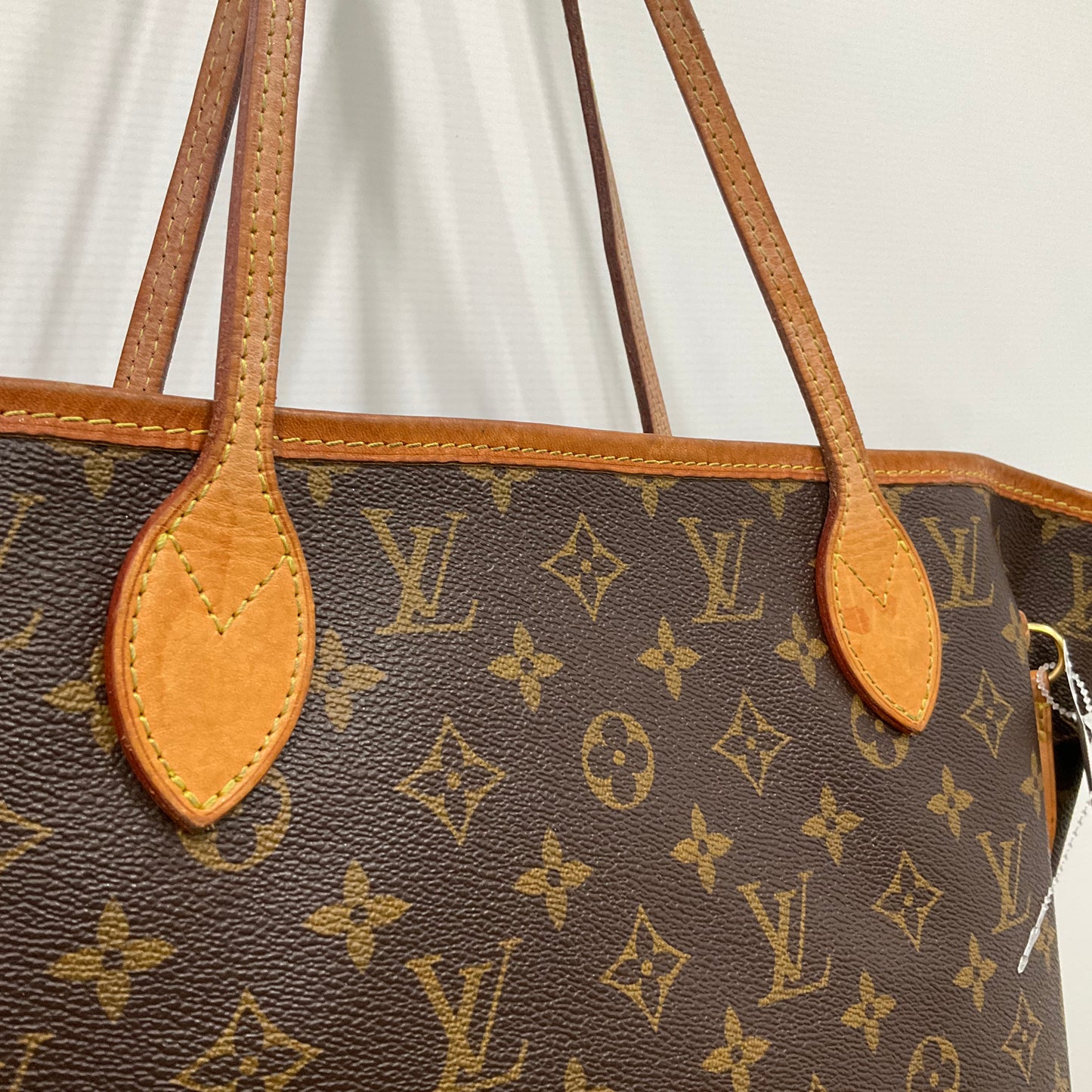 Neverfull Handbag Luxury Designer By Louis Vuitton In Brown, Size:Medium
