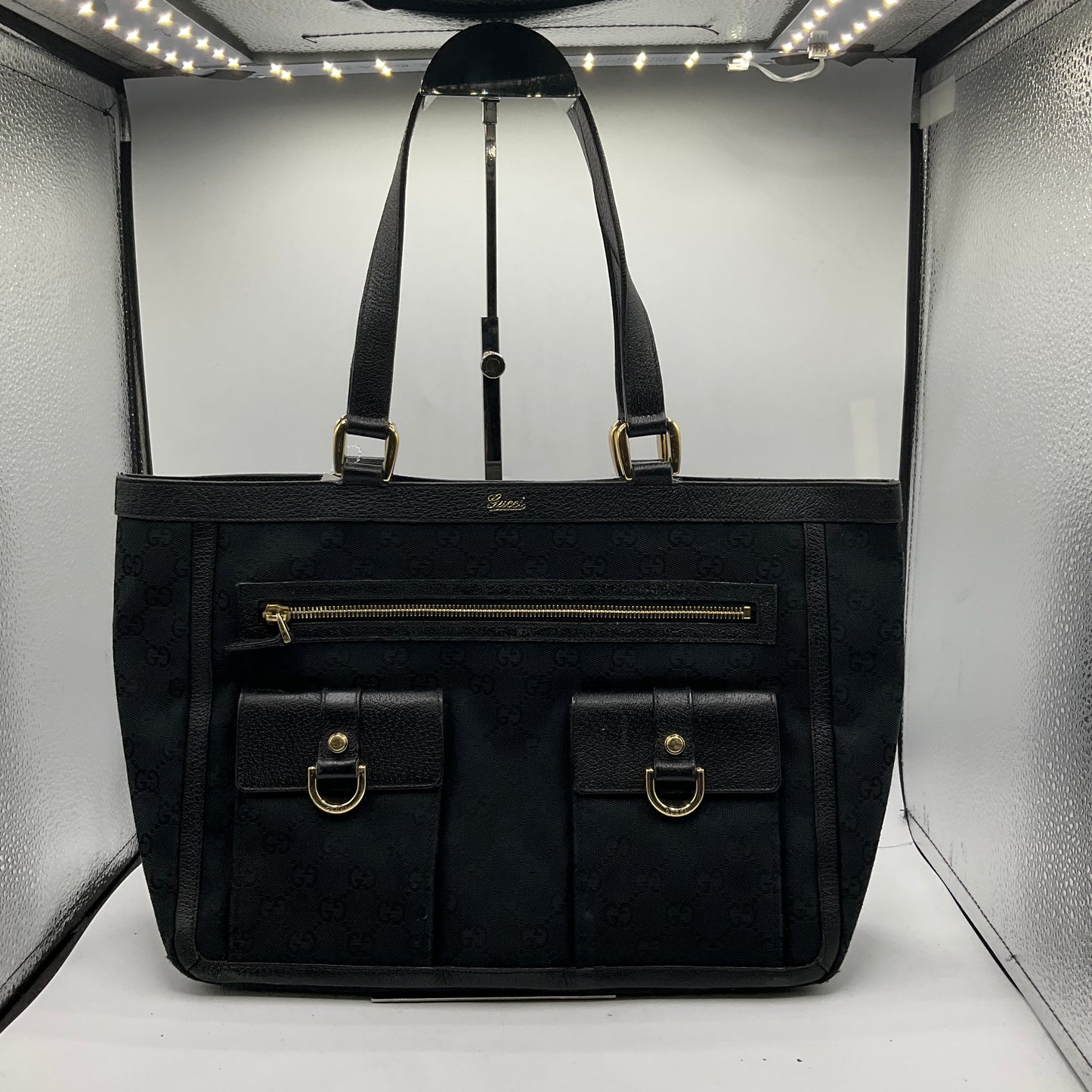 Handbag Luxury Designer By Gucci In Black, Size:Medium