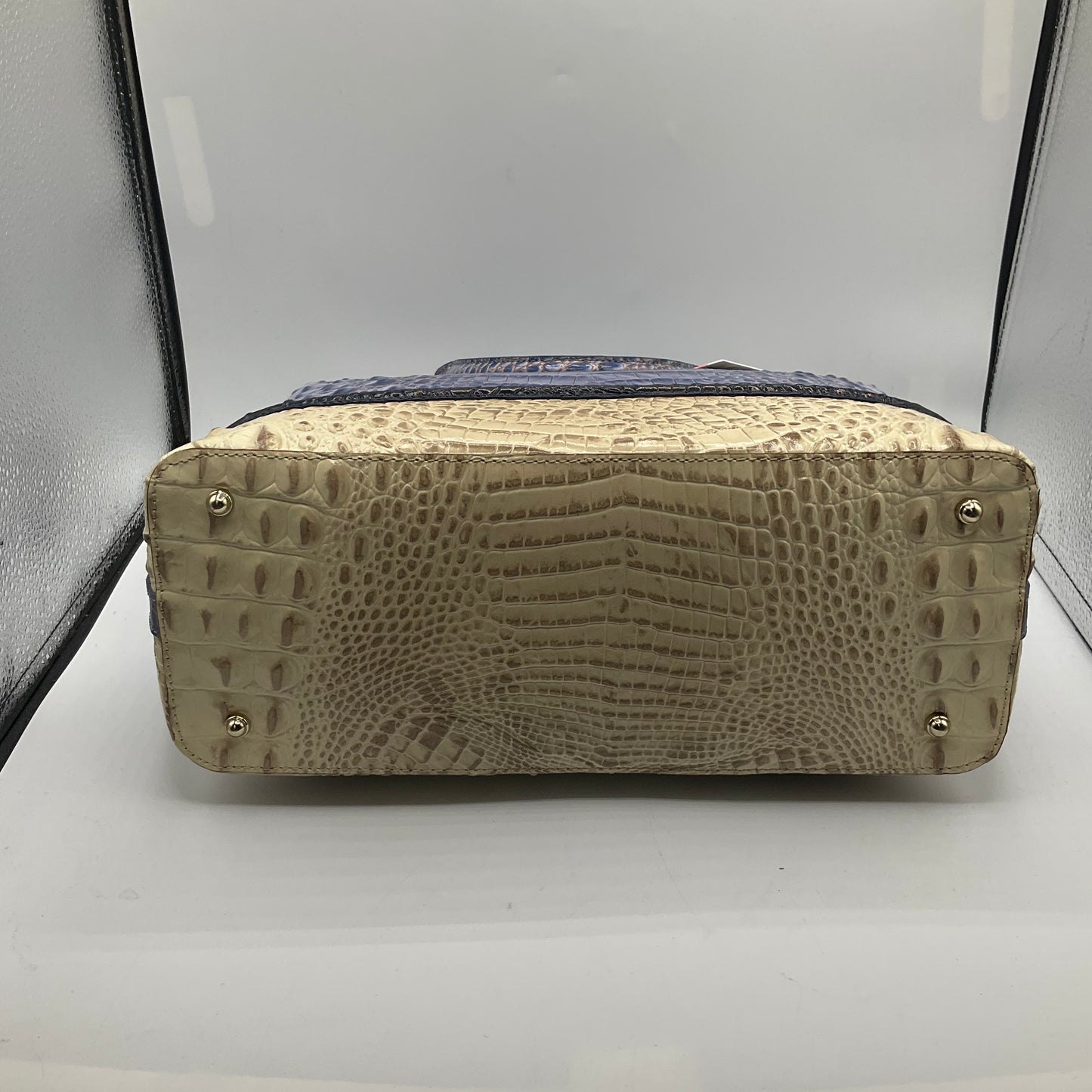 HANDBAG DESIGNER by BRAHMIN In BLUE & WHITE, Size: MEDIUM