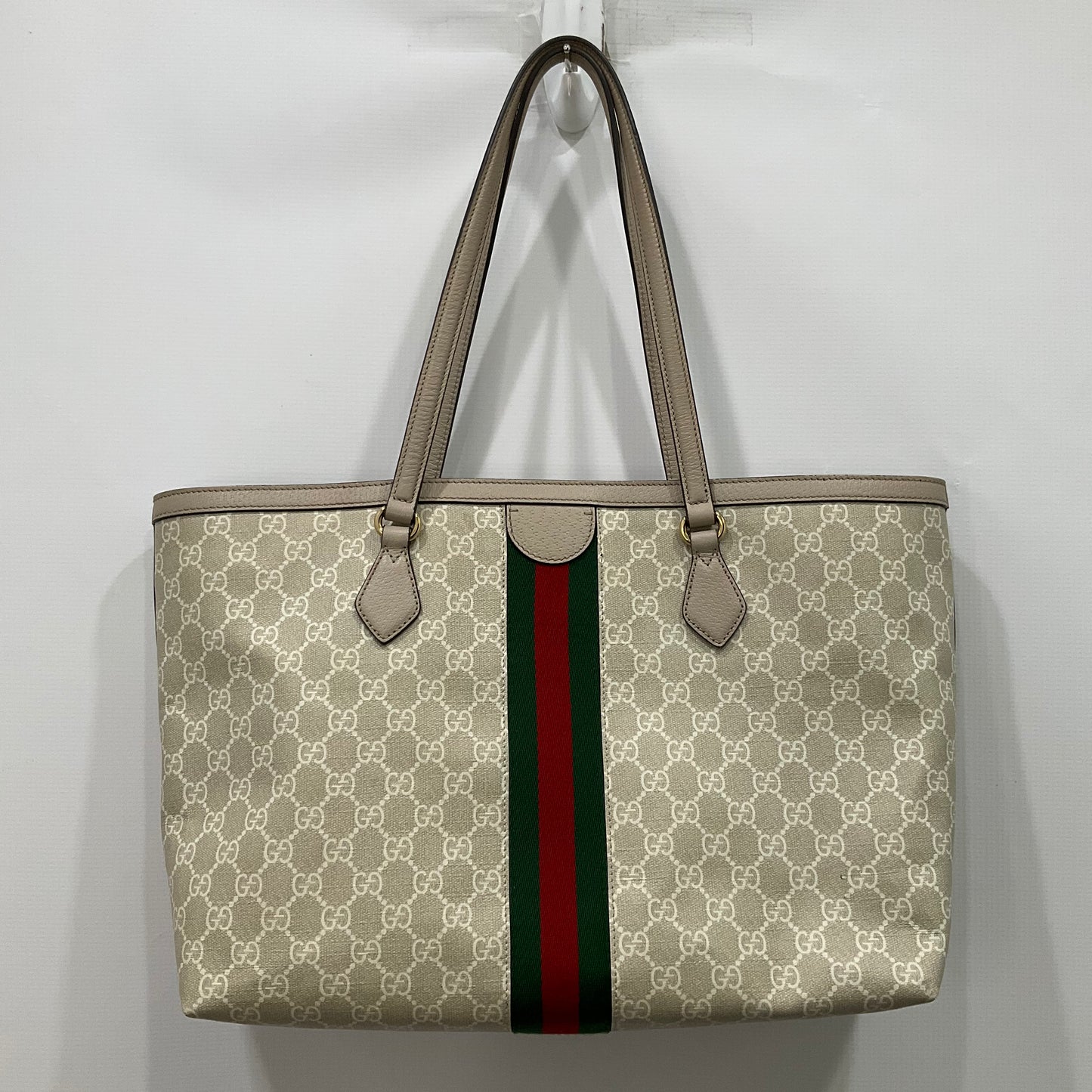 Ophidia Tote Handbag Luxury Designer By Gucci In Beige, Size:Medium