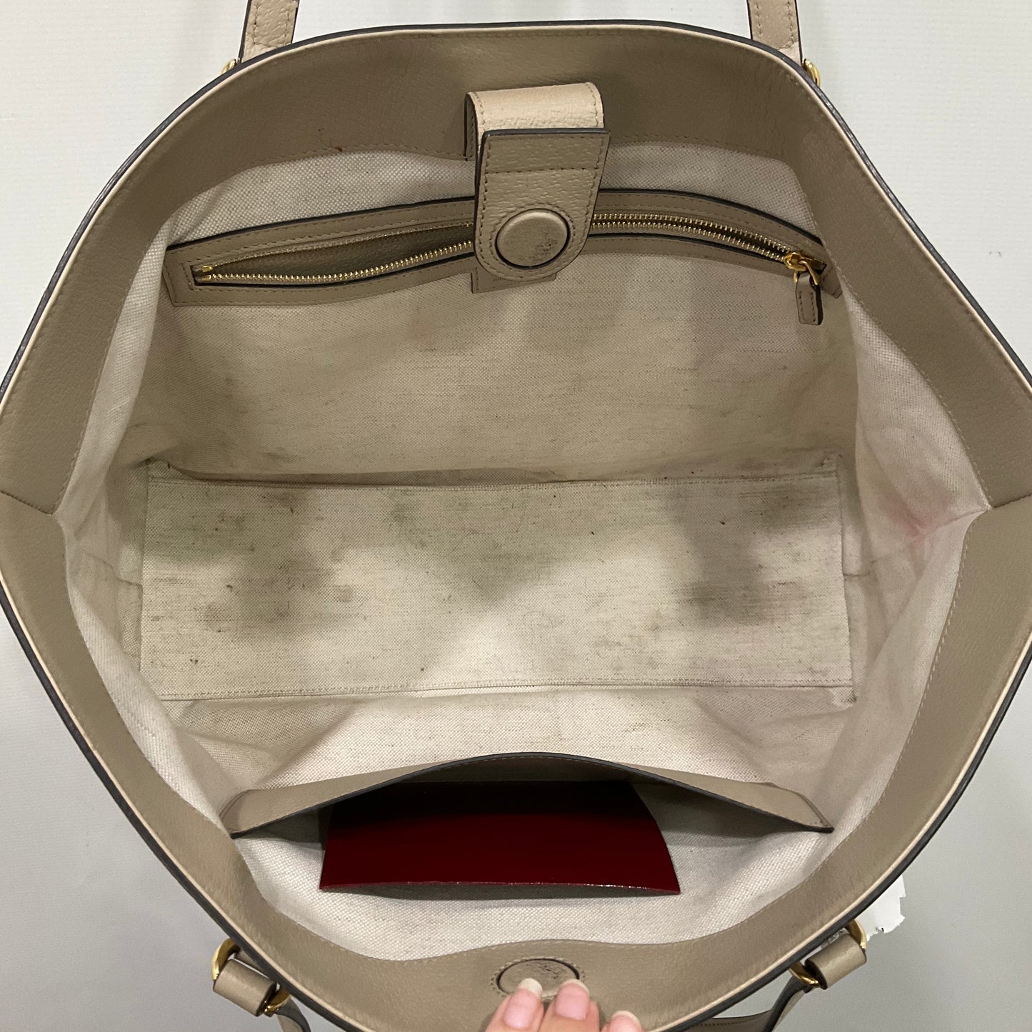 Ophidia Tote Handbag Luxury Designer By Gucci In Beige, Size:Medium