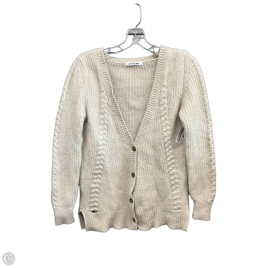 Cardigan By Lacoste In Cream, Size: M