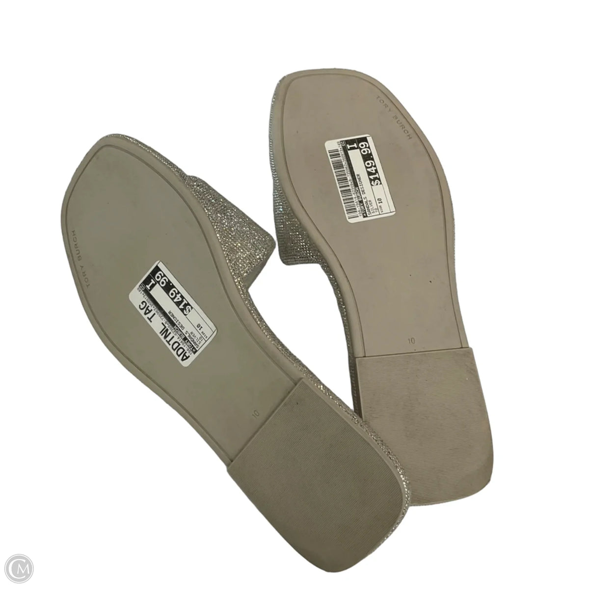 Sandals Designer By Tory Burch In Silver, Size: 10