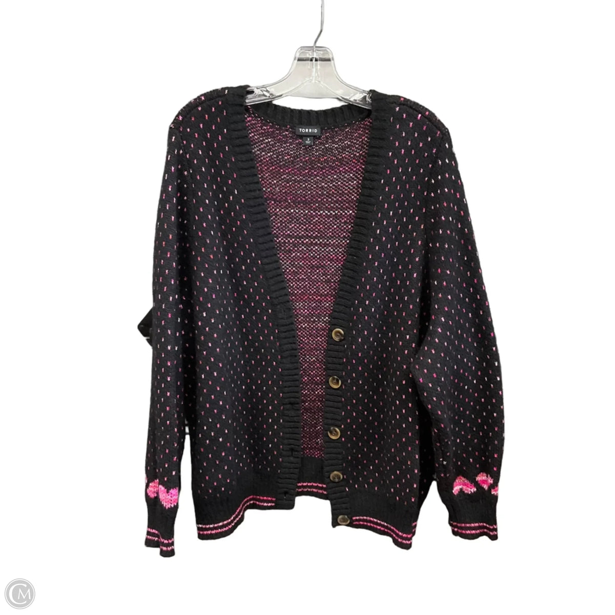 Cardigan By Torrid In Black & Pink, Size: 3x