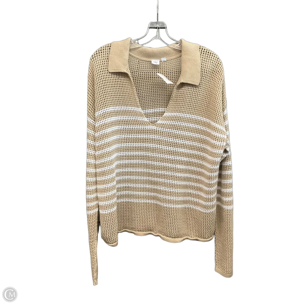 Top Long Sleeve By Gap In Striped Pattern, Size: L
