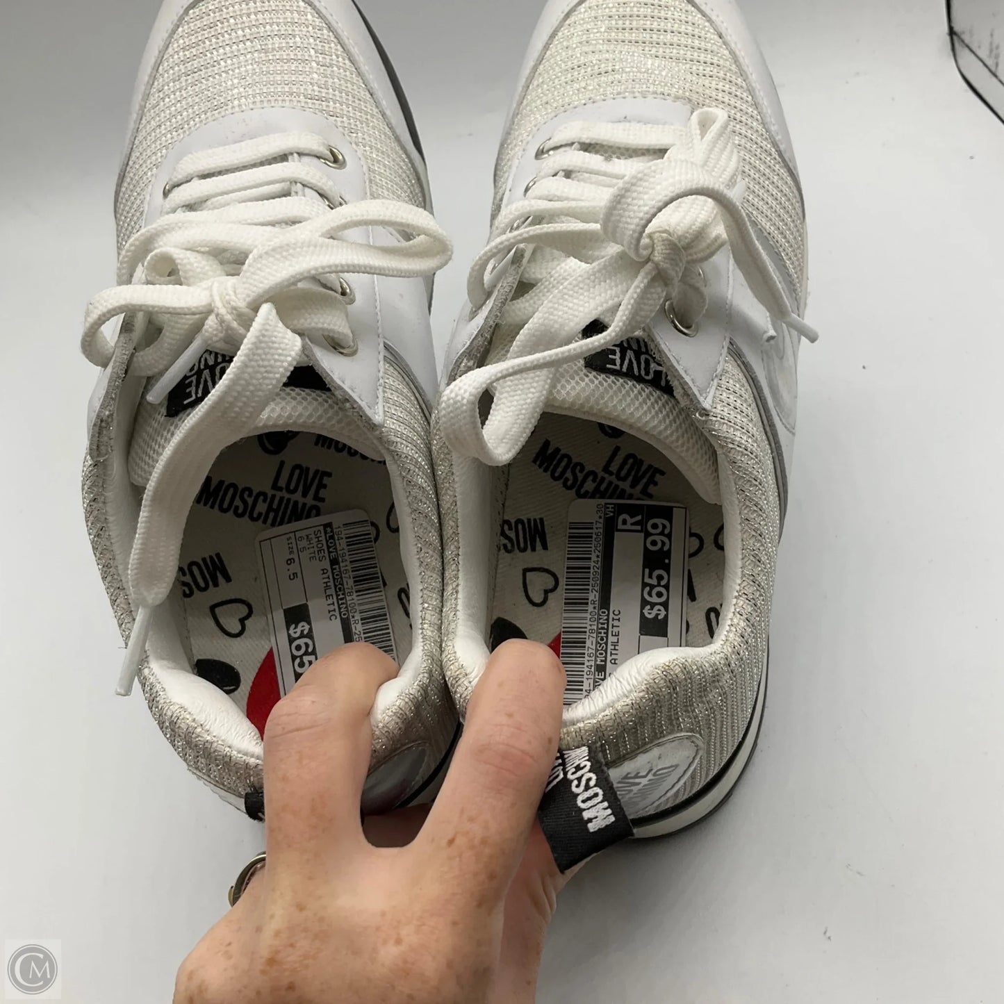 Shoes Athletic By Love Moschino In White, Size: 6.5