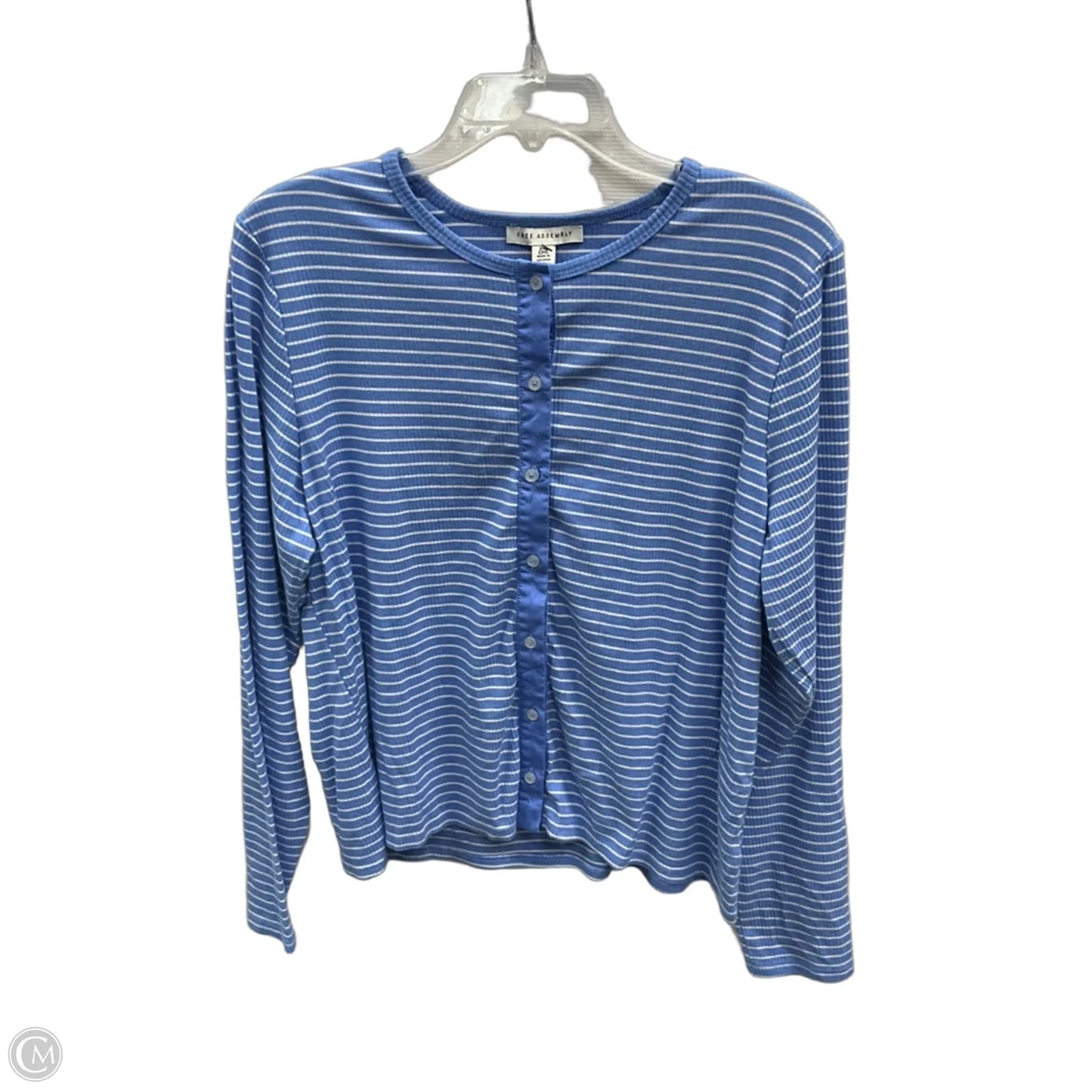 Top Long Sleeve By Free Assembly In Blue, Size: Xxl