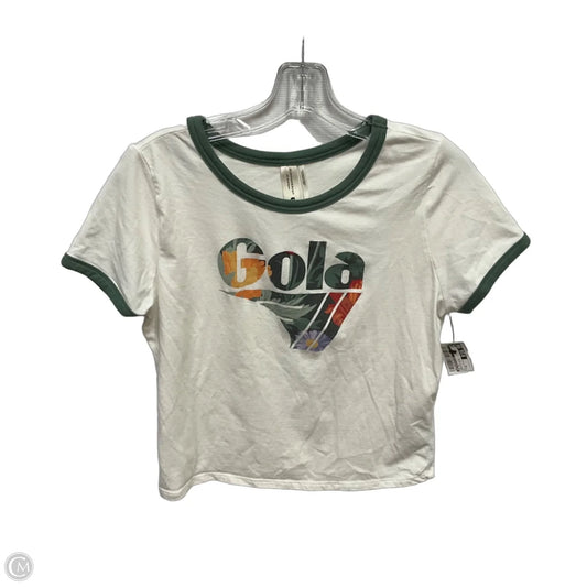 Top Short Sleeve By Anthropologie In Green & White, Size: M