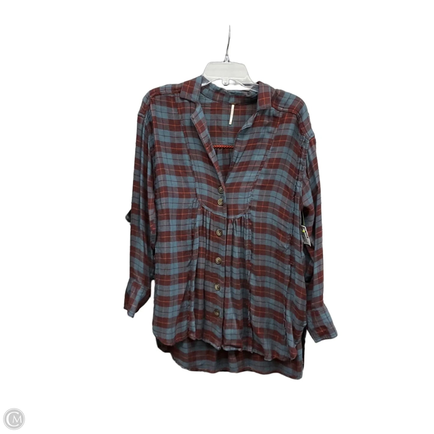 Top Long Sleeve By Free People In Plaid Pattern, Size: S
